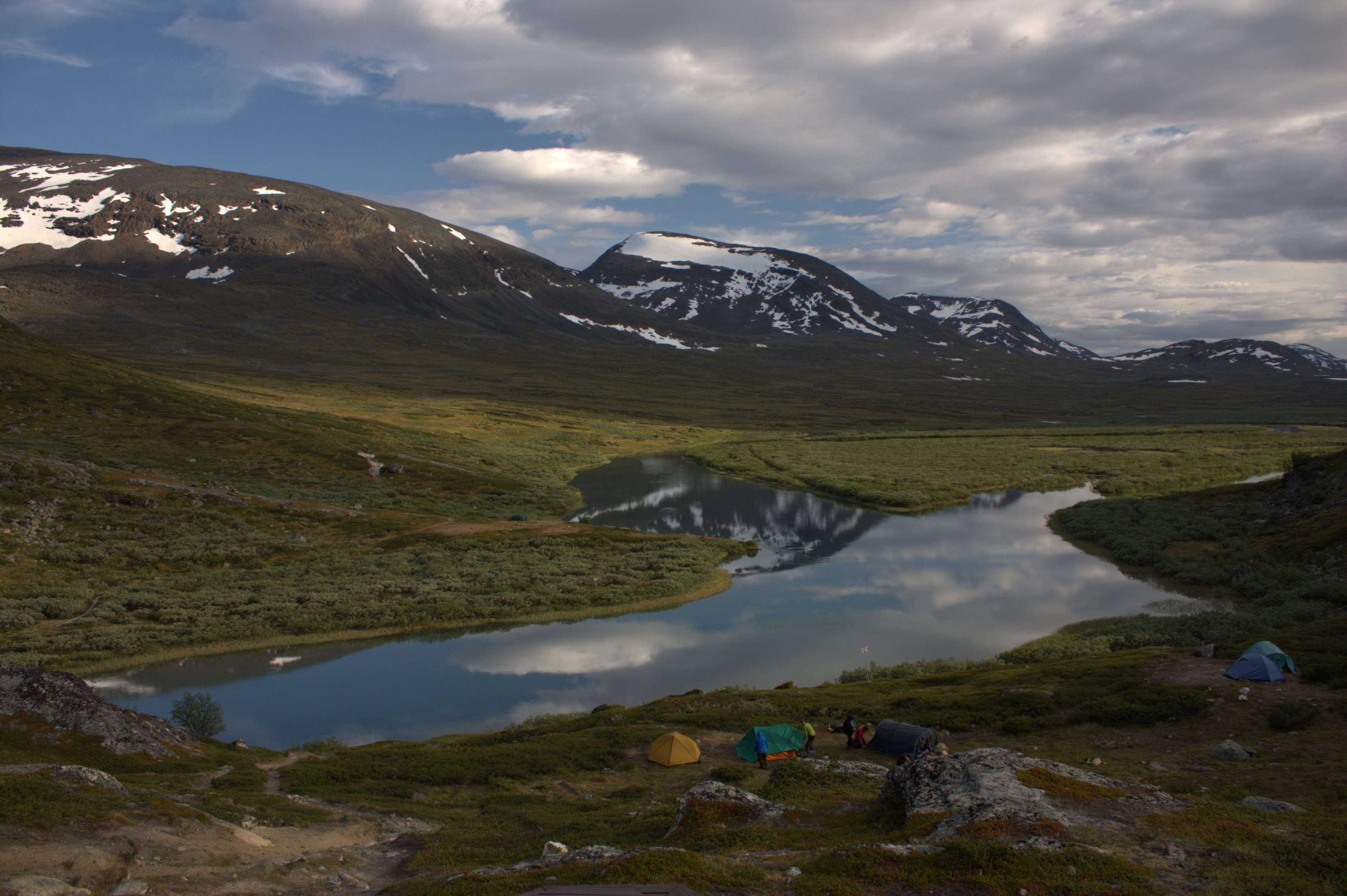 kungsleden, scenics - nature, nature, tranquil scene, sky, mountain, sweden, hiking, landscape, cloud - sky, day, 4K, outdoors, mountain range, snowcapped mountain, HD Wallpaper