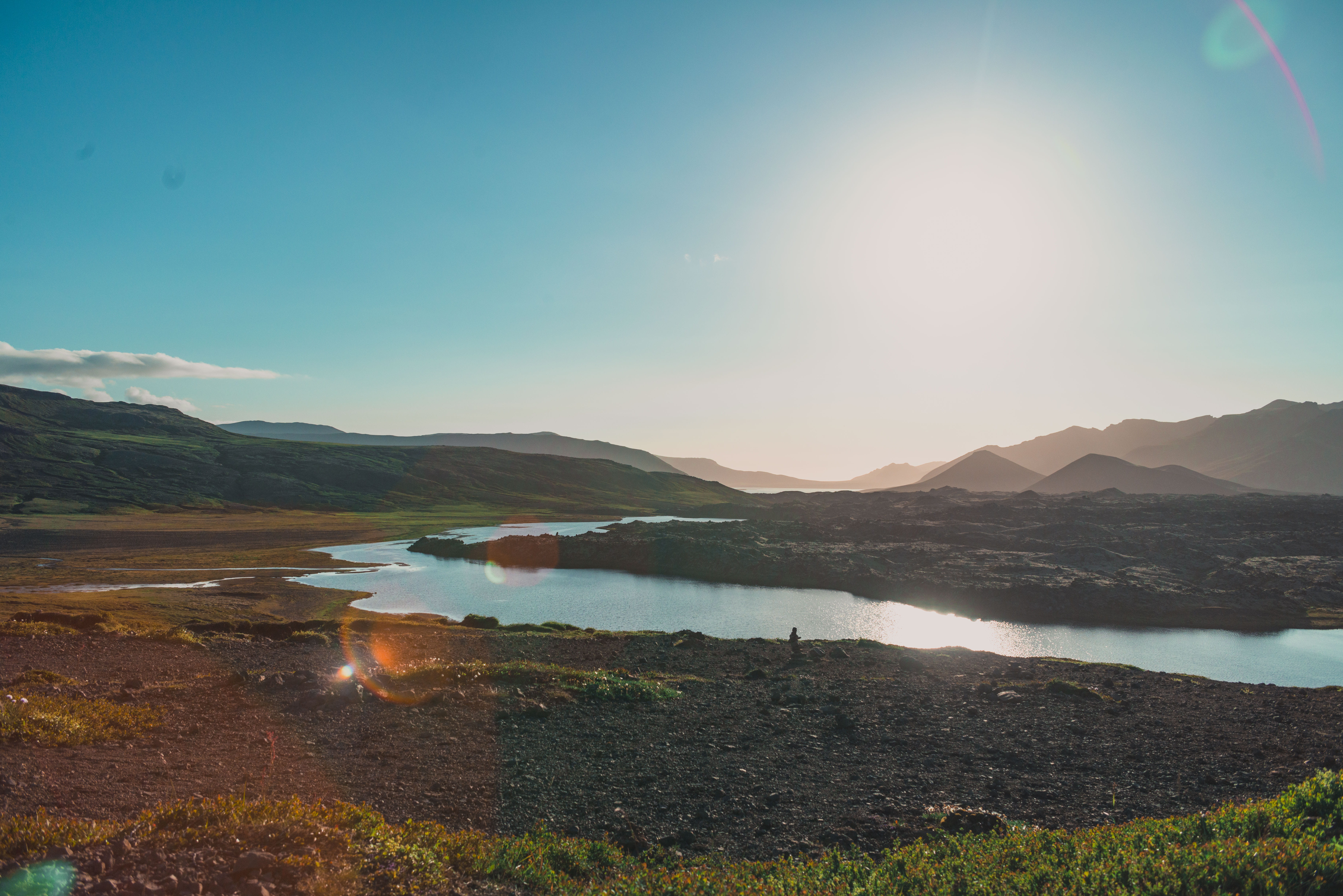 mountain range, environment, lava, nature, outdoors, peninsula, clear sky, snaefellsnes, sun, non-urban scene, bright, idyllic, clouds, scenics - nature, HD Wallpaper