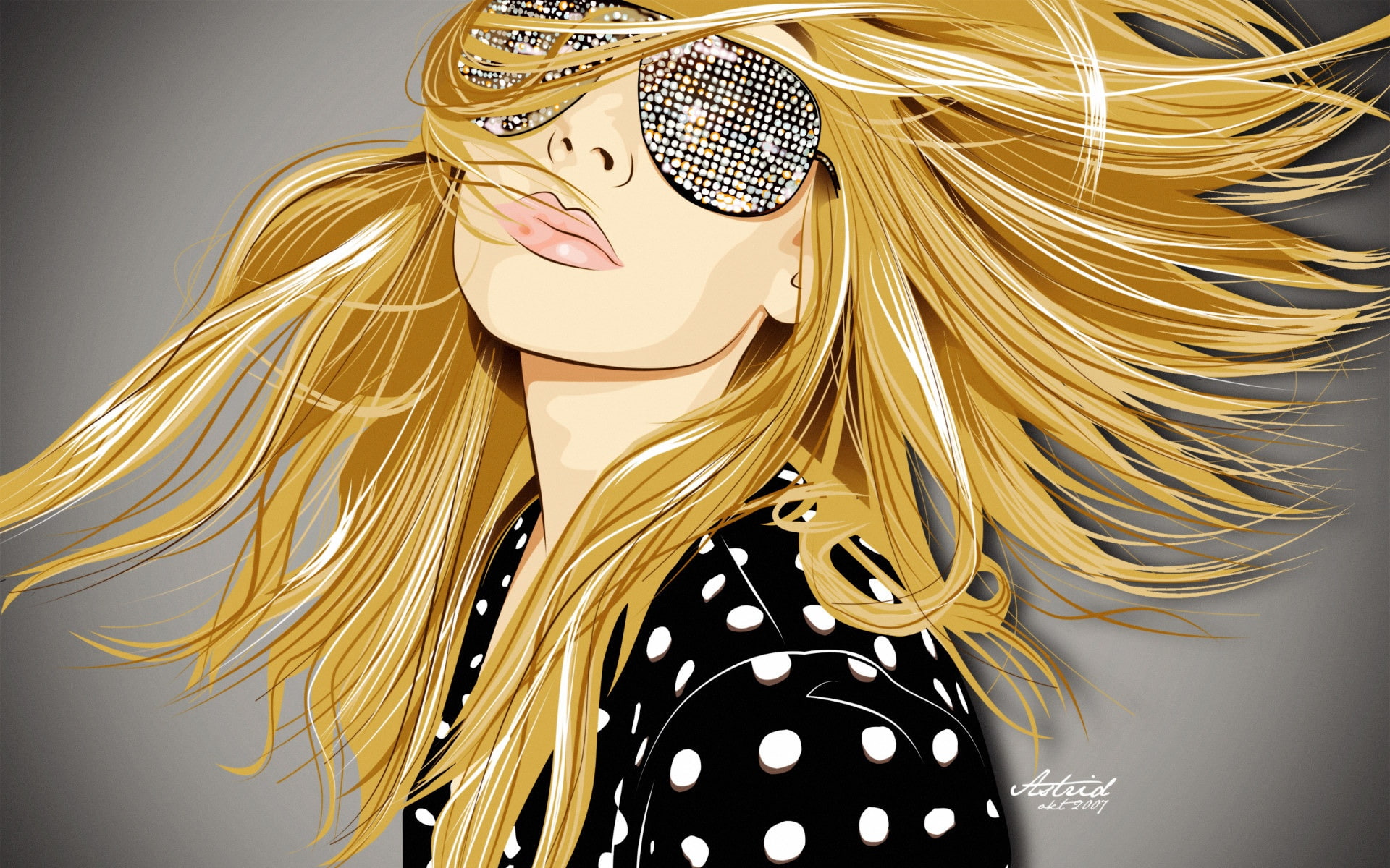 vector, gafas, abstracto, mujer, rubia, 1080P, HD Wallpaper