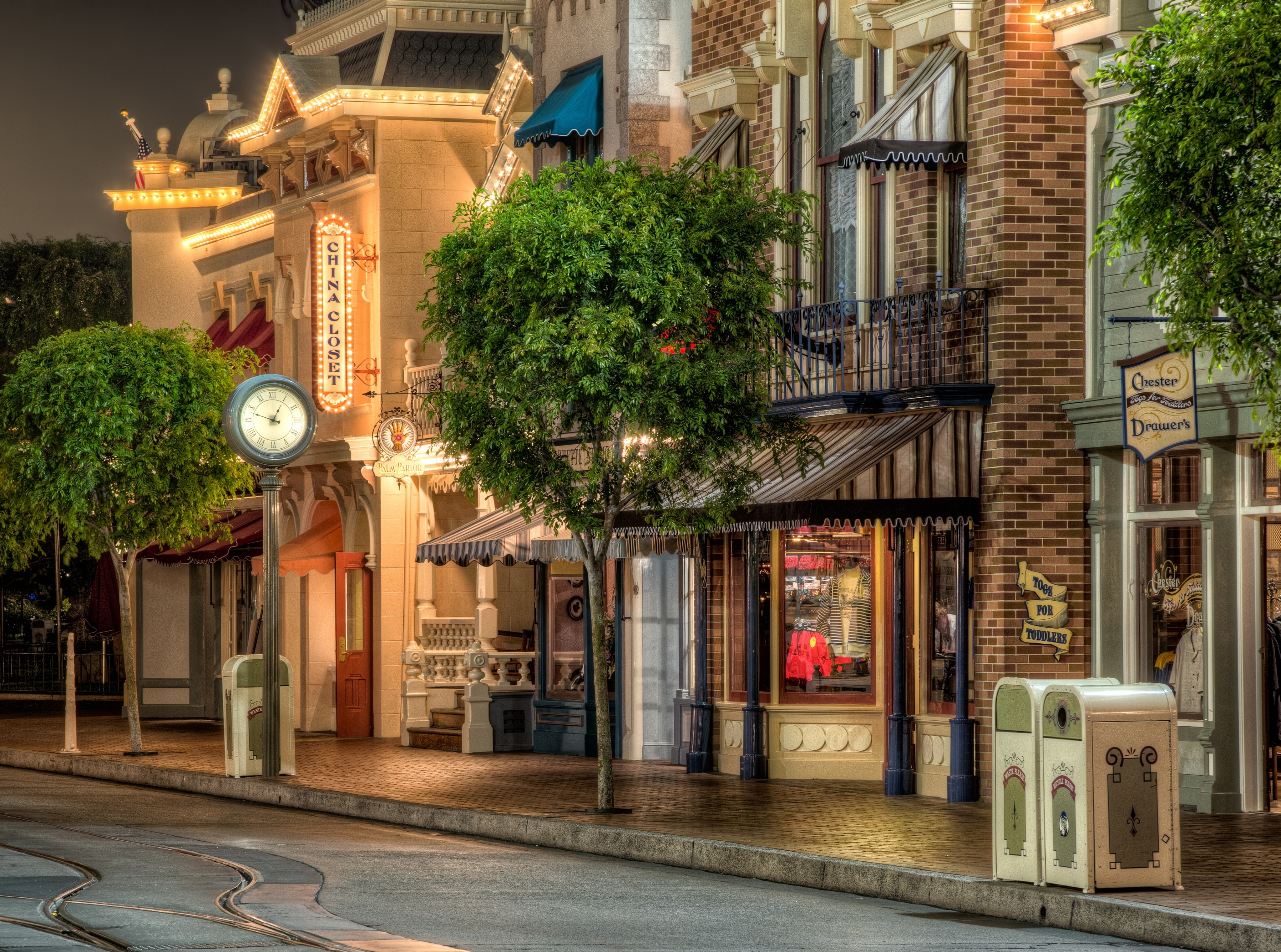 building, street light, transportation, United States, residential district, plant, clock, trees, illuminated, California, communication, green, 4K, nature, HD Wallpaper