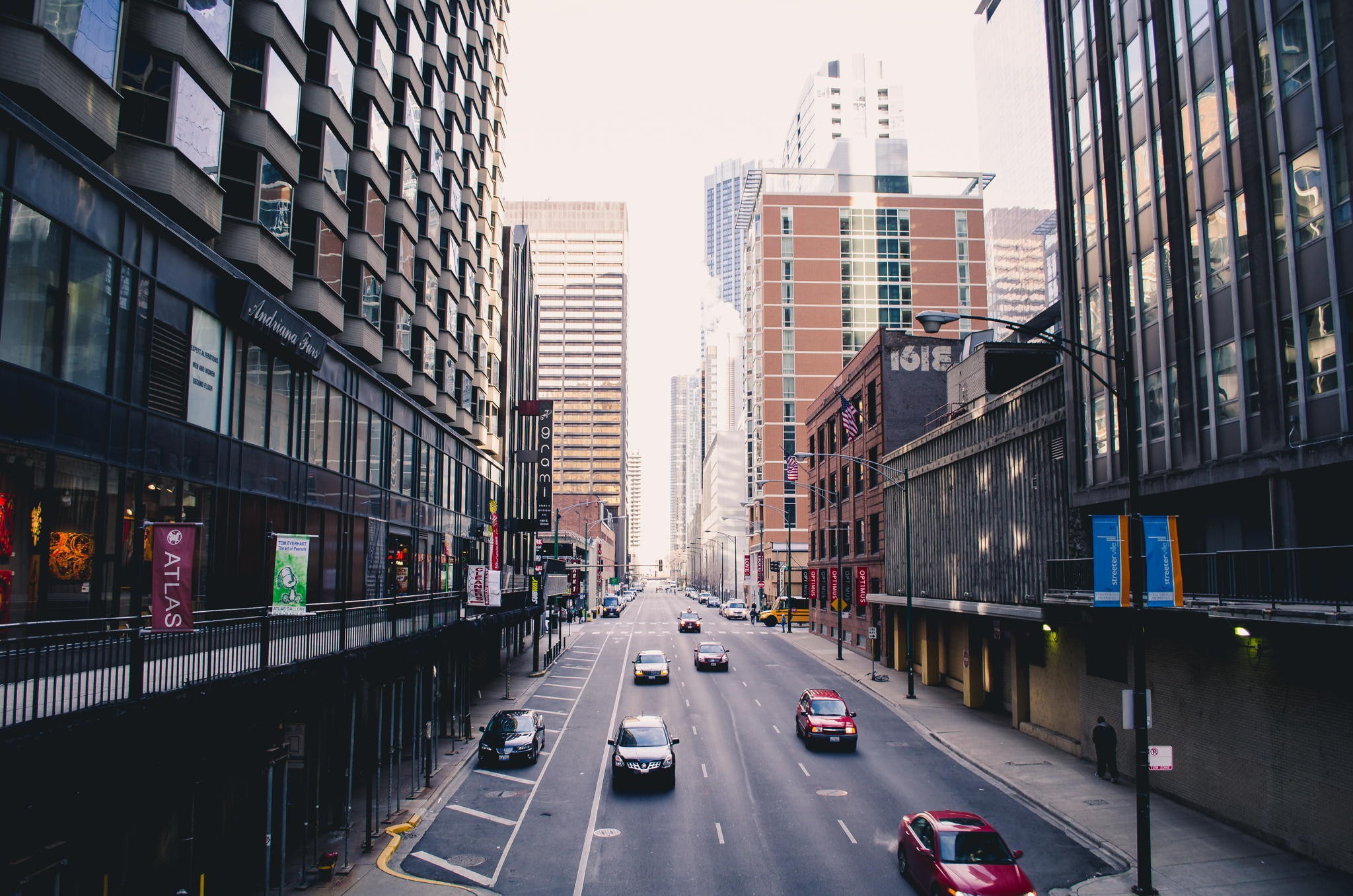 city, Skyscrapers, Illinois, traffic, street, Chicago, 1080P, HD Wallpaper