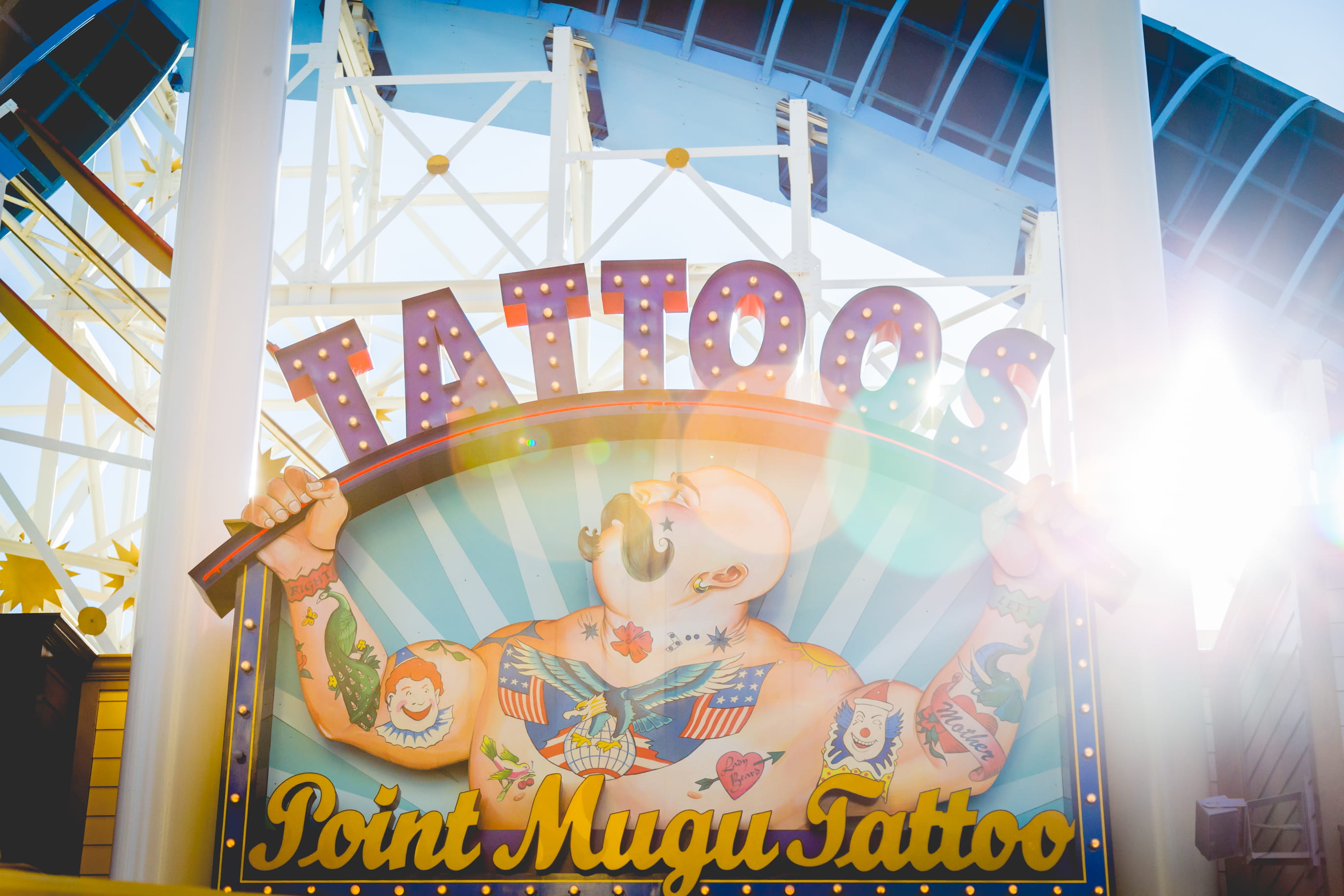 california, happiness, arts culture and entertainment, tattoos, fairground, carousel, neon sign, text, festival, illuminated, representation, sun flare, HD Wallpaper