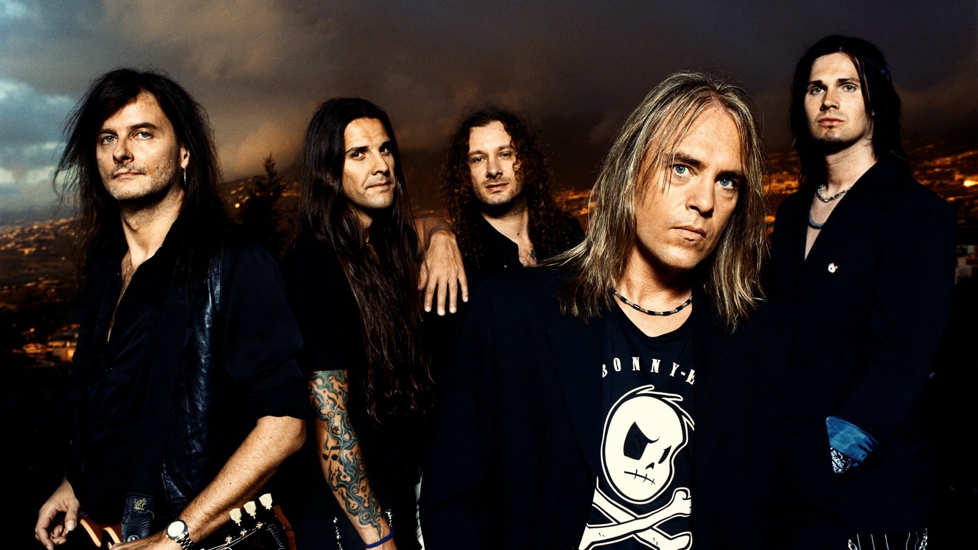 white, 1080P, helloween, males, men, band, night, real people, outdoors, looking At Camera, waist up, adult, women, sky, front view, nightlife, indoors, HD Wallpaper