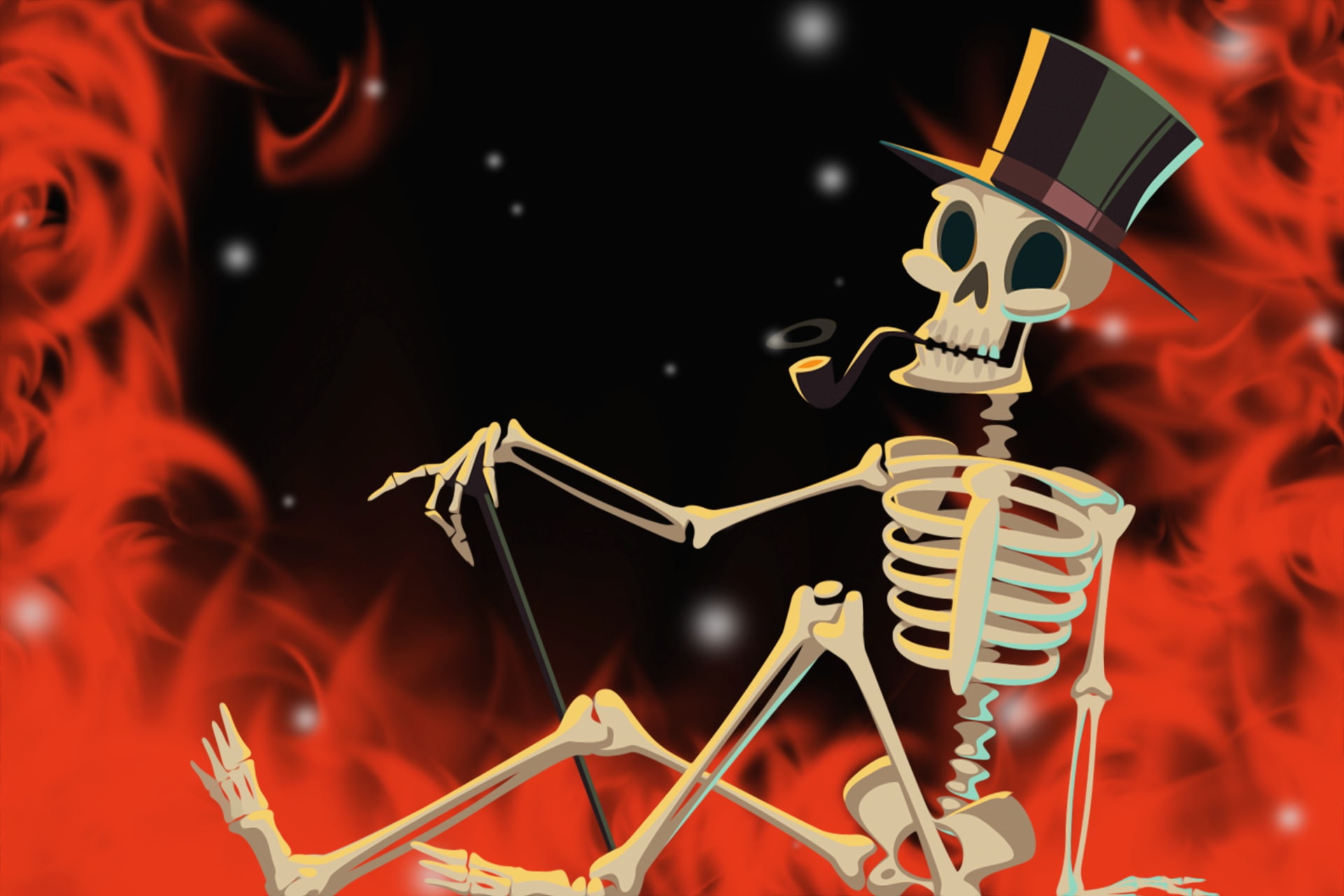 skeleton, 1080P, helloween, fire, Halloween, HD Wallpaper