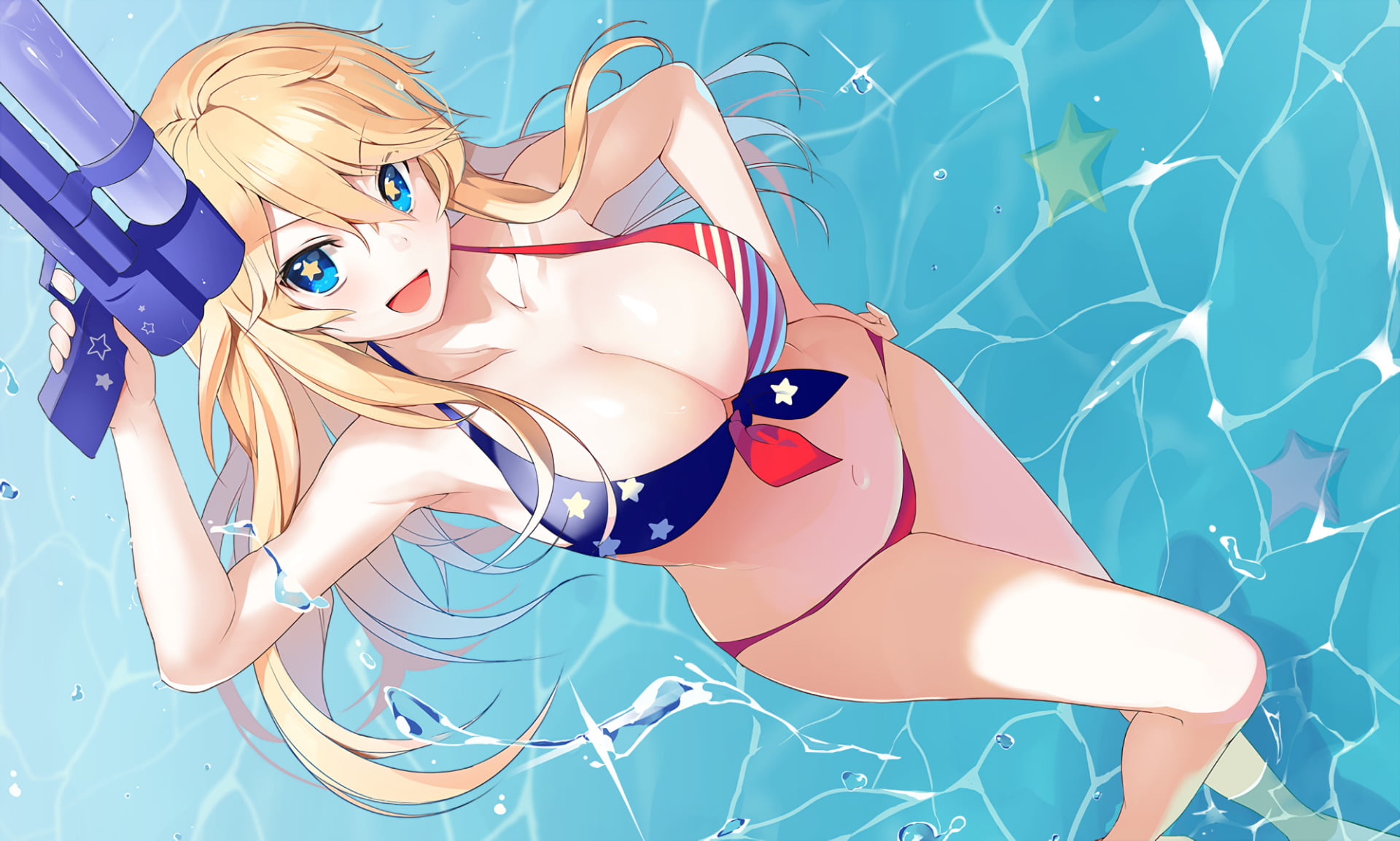 still life, blue, art and craft, toy, nature, beauty, Anime, white color, indoors, human representation, 1080P, Iowa (Kancolle), close-up, no people, representation, HD Wallpaper