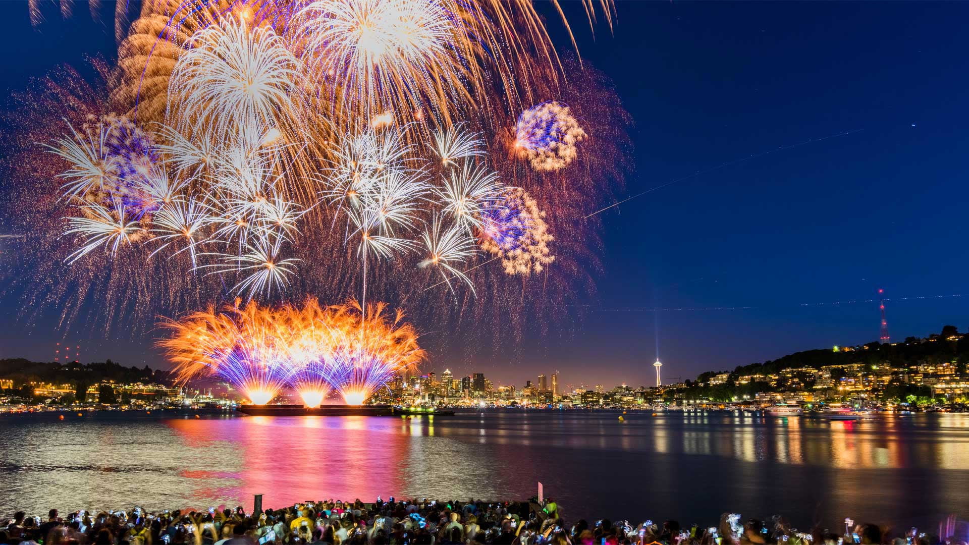 lake Union, The 4th of July, Seattle, 1080P, USA, Independence Day, HD Wallpaper