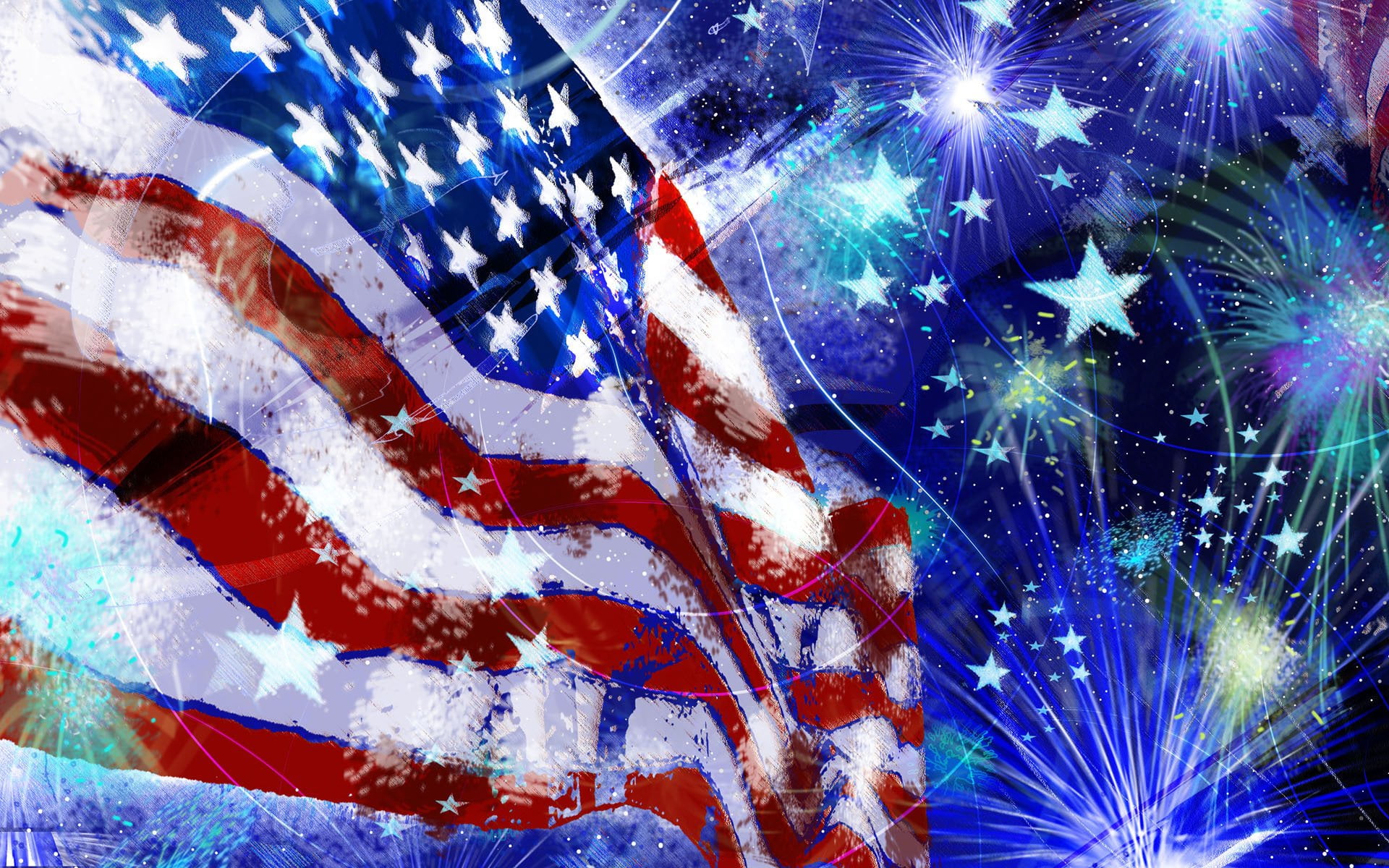 event, nature, outdoors, new years eve, night, blue, motion, flag, Holiday, 1080P, no people, close-up, multi colored, backgrounds, purple, illuminated, HD Wallpaper