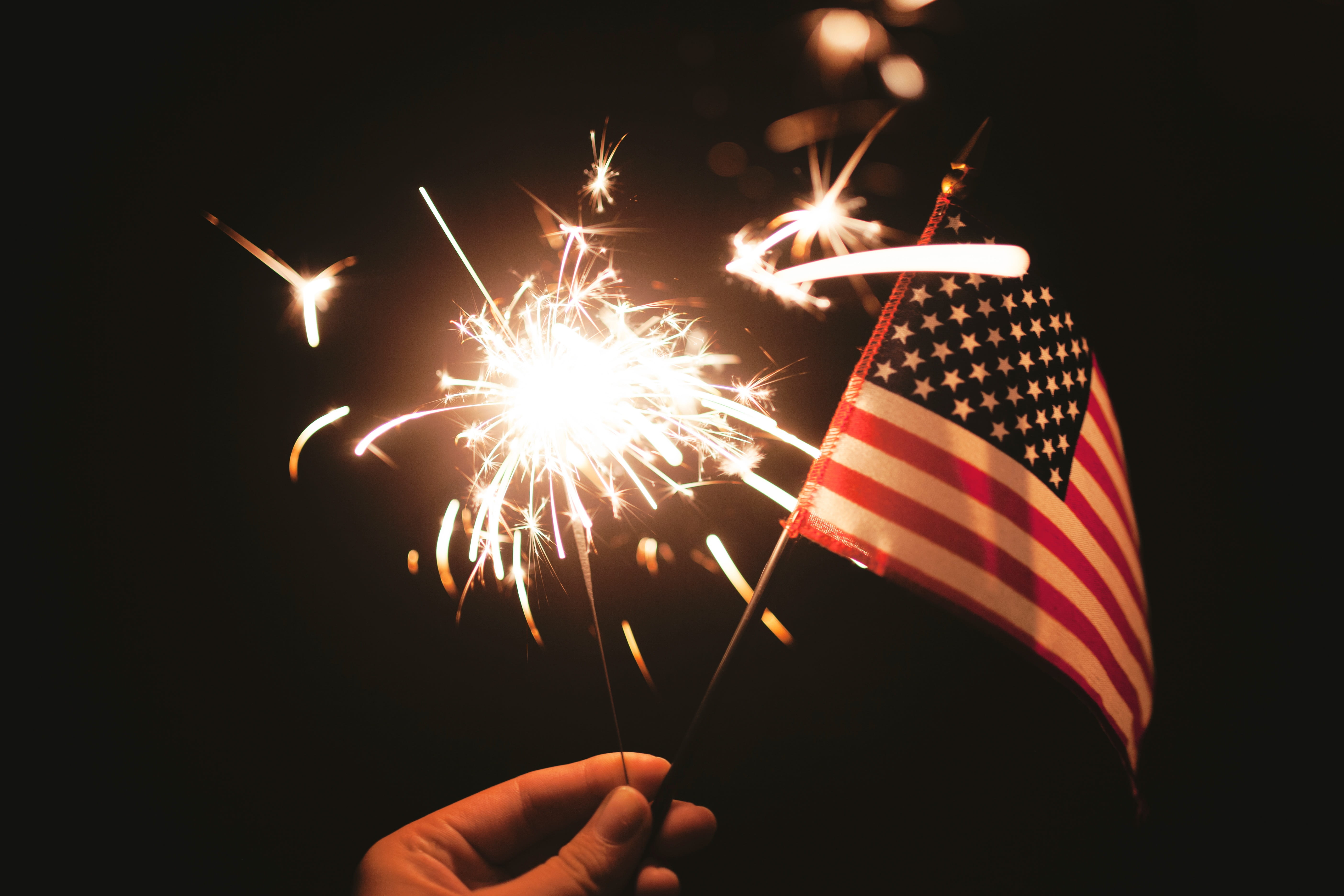 outdoors, event, sparkler, person, burning, black background, american, human body part, human hand, one person, long exposure, hand, blurred motion, holding, HD Wallpaper