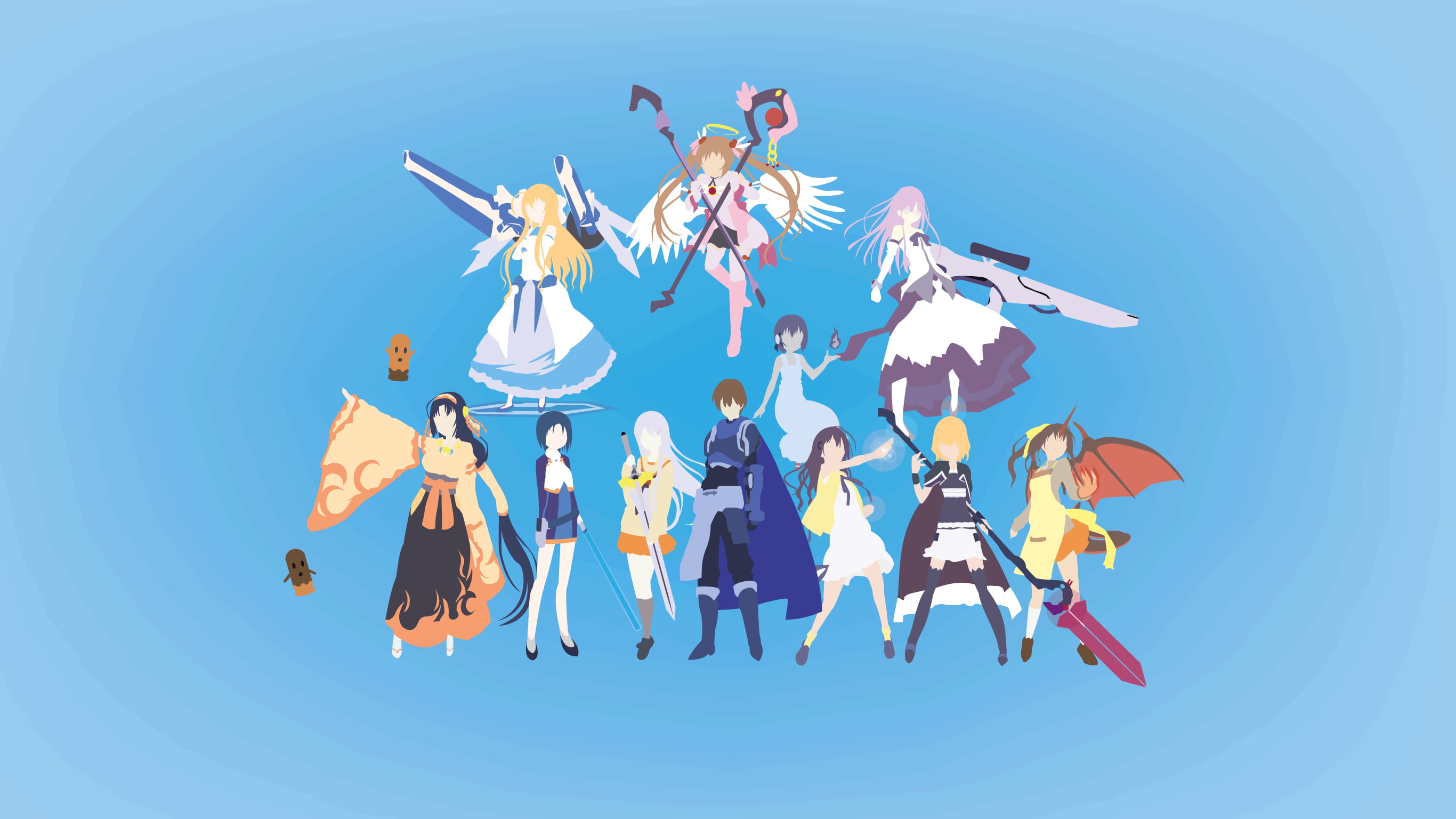 Satomi Kōtarō, Ruthkhania Nye Pardomshiha, Kiriha Kurano, 2K, Theiamillis Gre Fortorthe, Higashihongan Sanae, Rokujouma no Shinryakusha, Yurika Nijino, HD Wallpaper