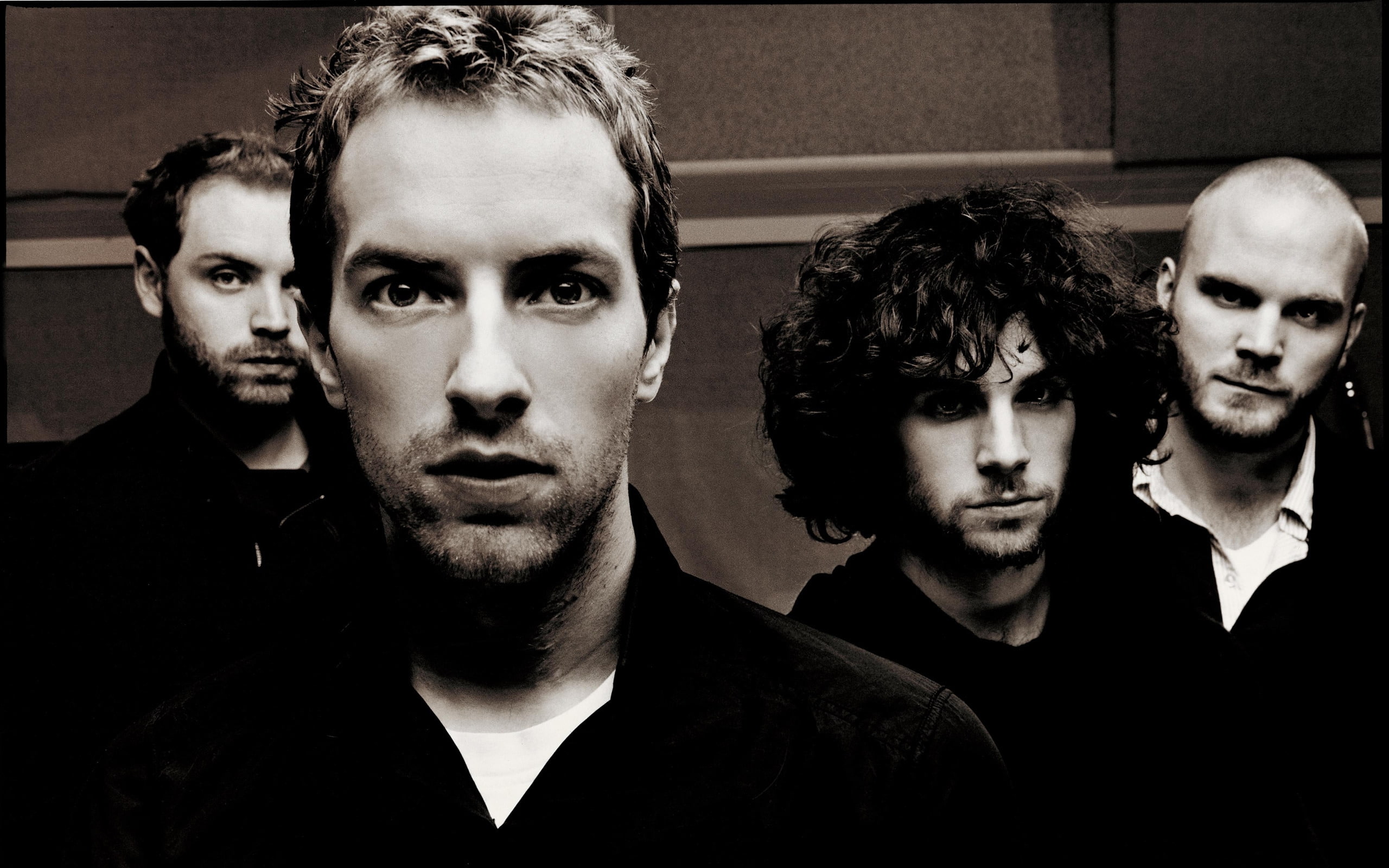 boys, group, coldplay, black, white, 2K, poster, HD Wallpaper