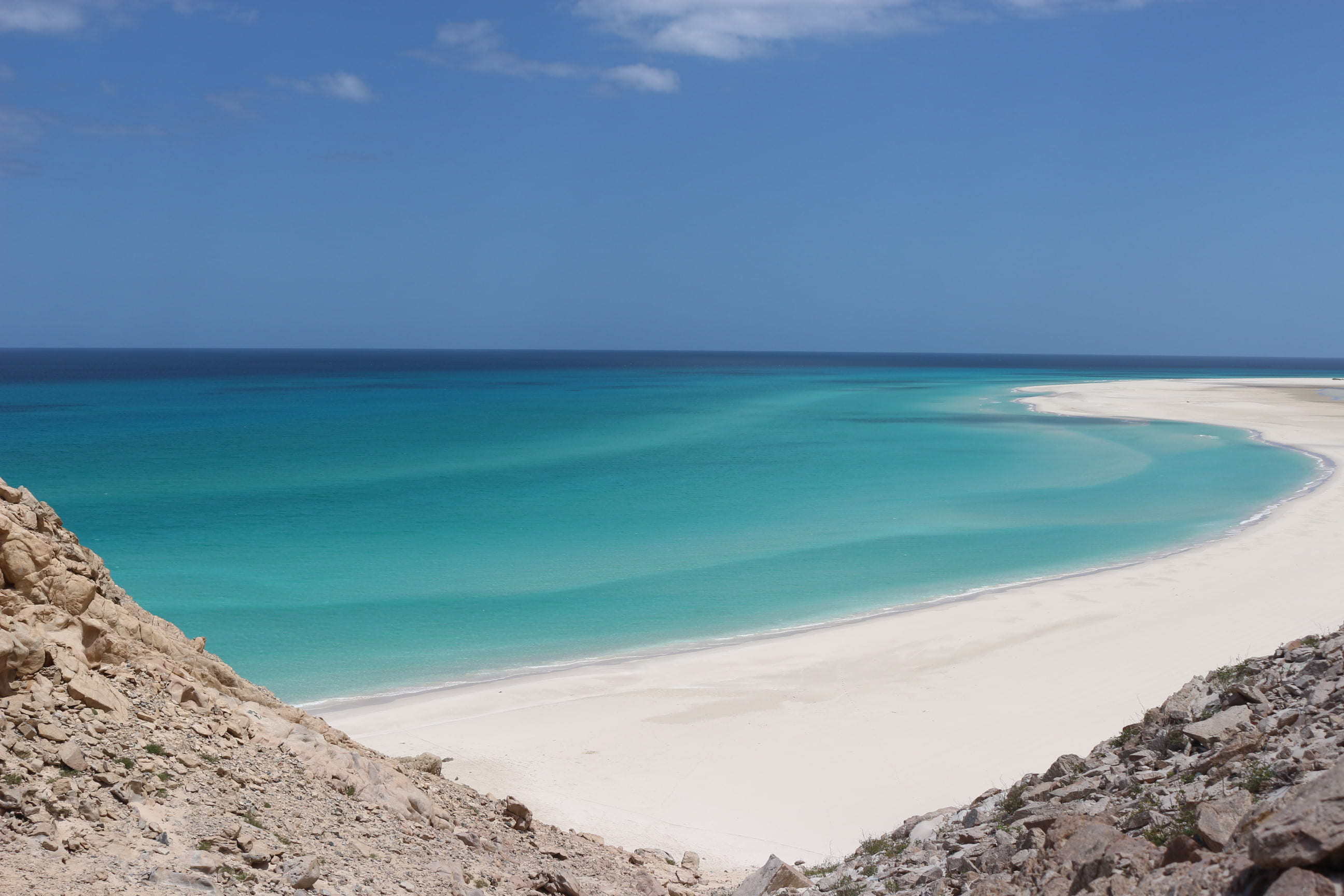 water, sand, rock, horizon over water, ocean view, nature, sky, oceanscape, turquoise colored, 2K, shore, land, beauty in nature, scenics - nature, no people, HD Wallpaper