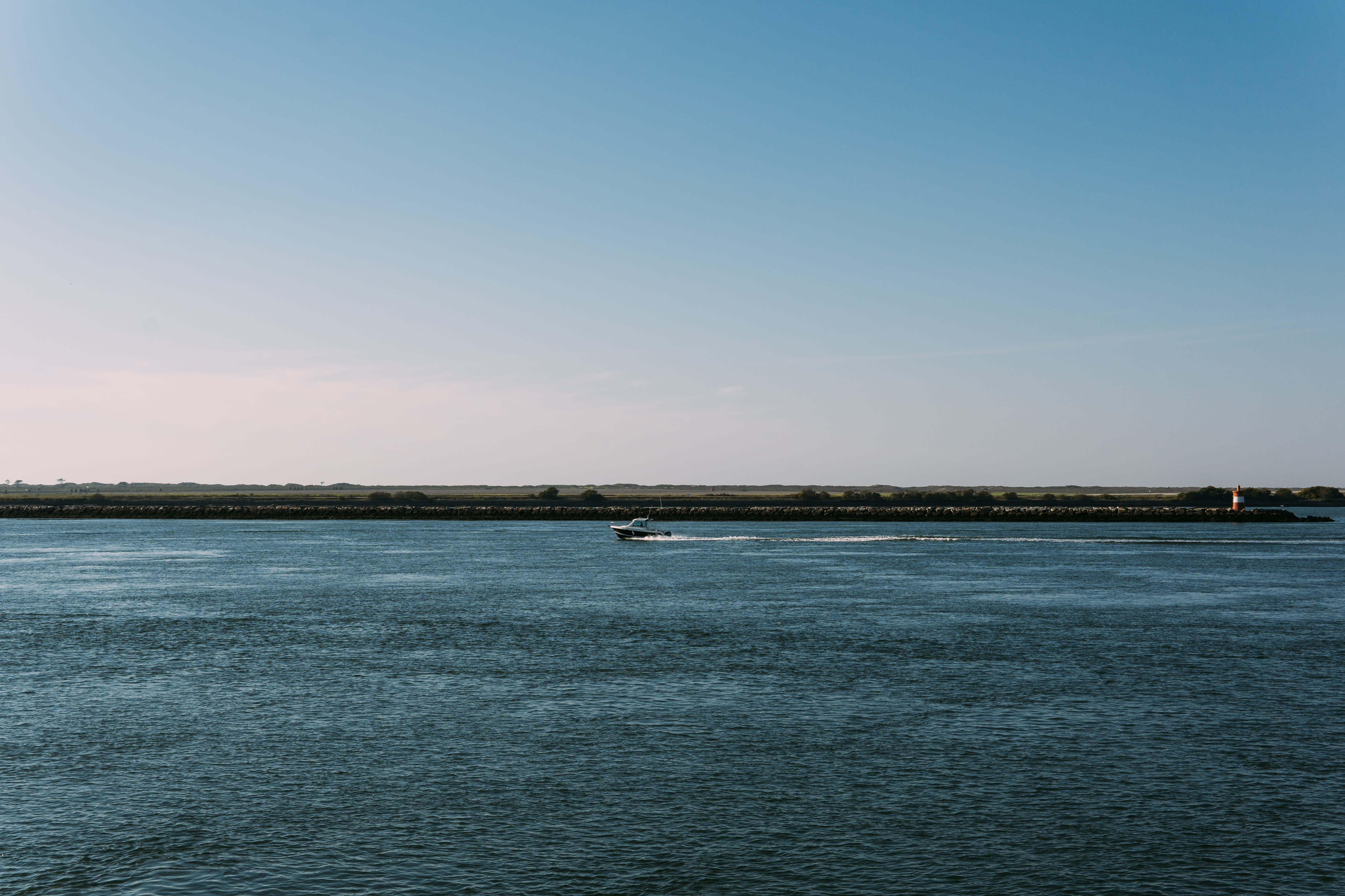 outdoors, nature, minimal, ocean, river, water, scenics - nature, waterfront, day, sky, no people, portugal, clear sky, tranquil scene, copy space, 5K, HD Wallpaper