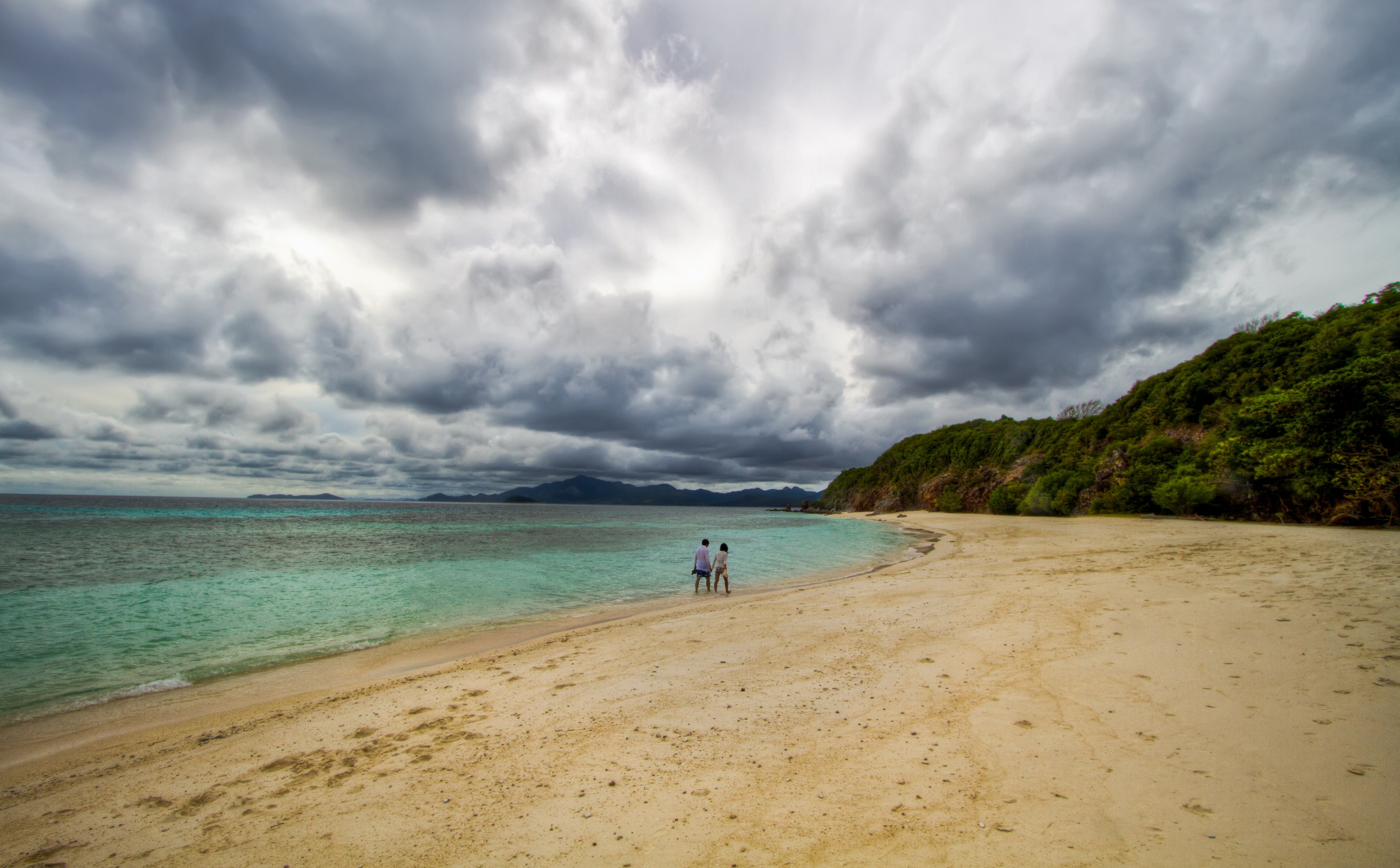 two people, men, Beach, sea, leisure activity, palawan, Island, Clean, outdoors, coron, sky, mountain, beauty in nature, land, people, tranquility, tranquil scene, HD Wallpaper