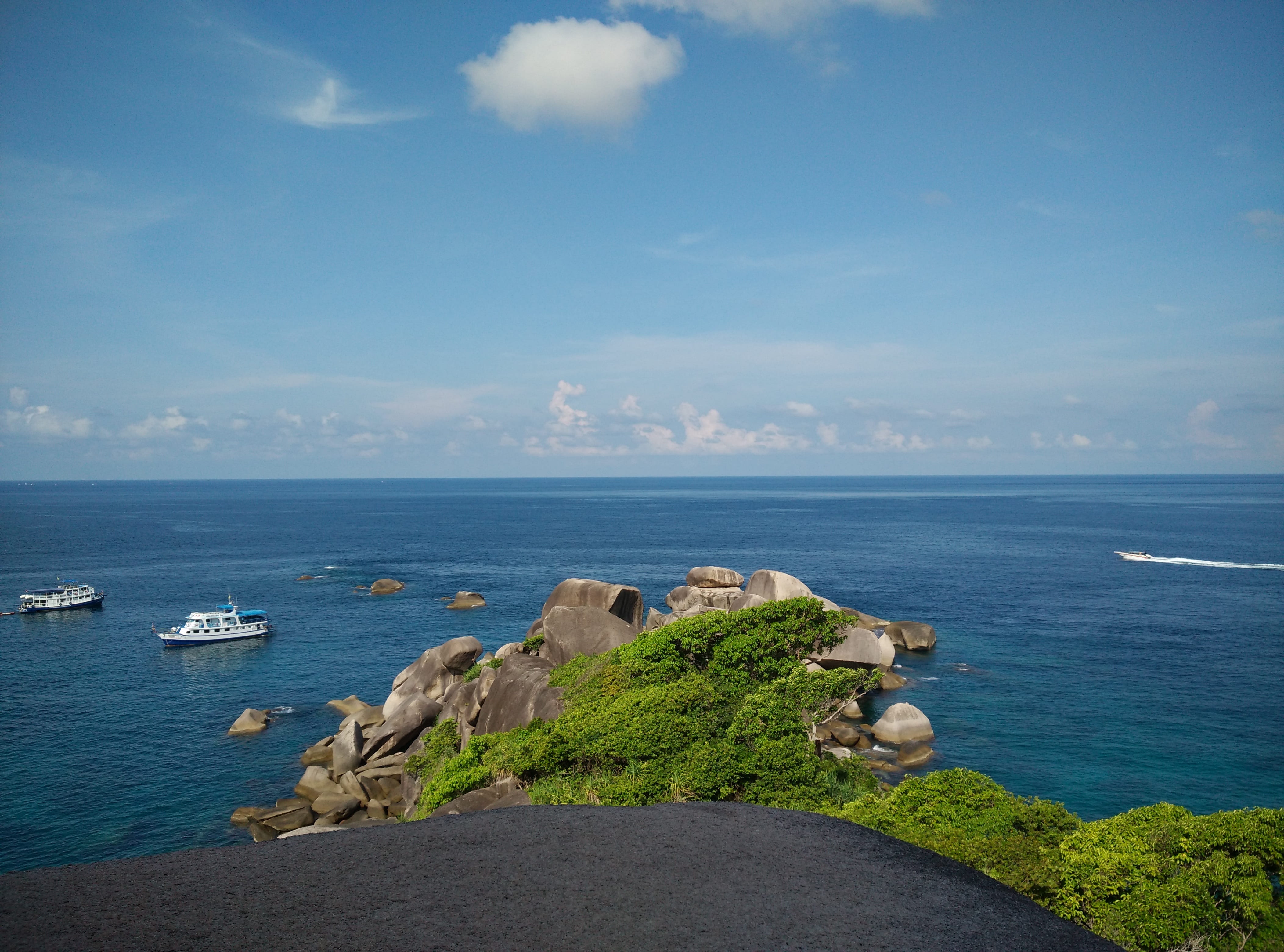rock, transportation, Sea, sailboat, Thailand, sky, scenics - nature, Island, outdoors, cloud - sky, horizon over water, blue, day, water, nature, 4K, HD Wallpaper