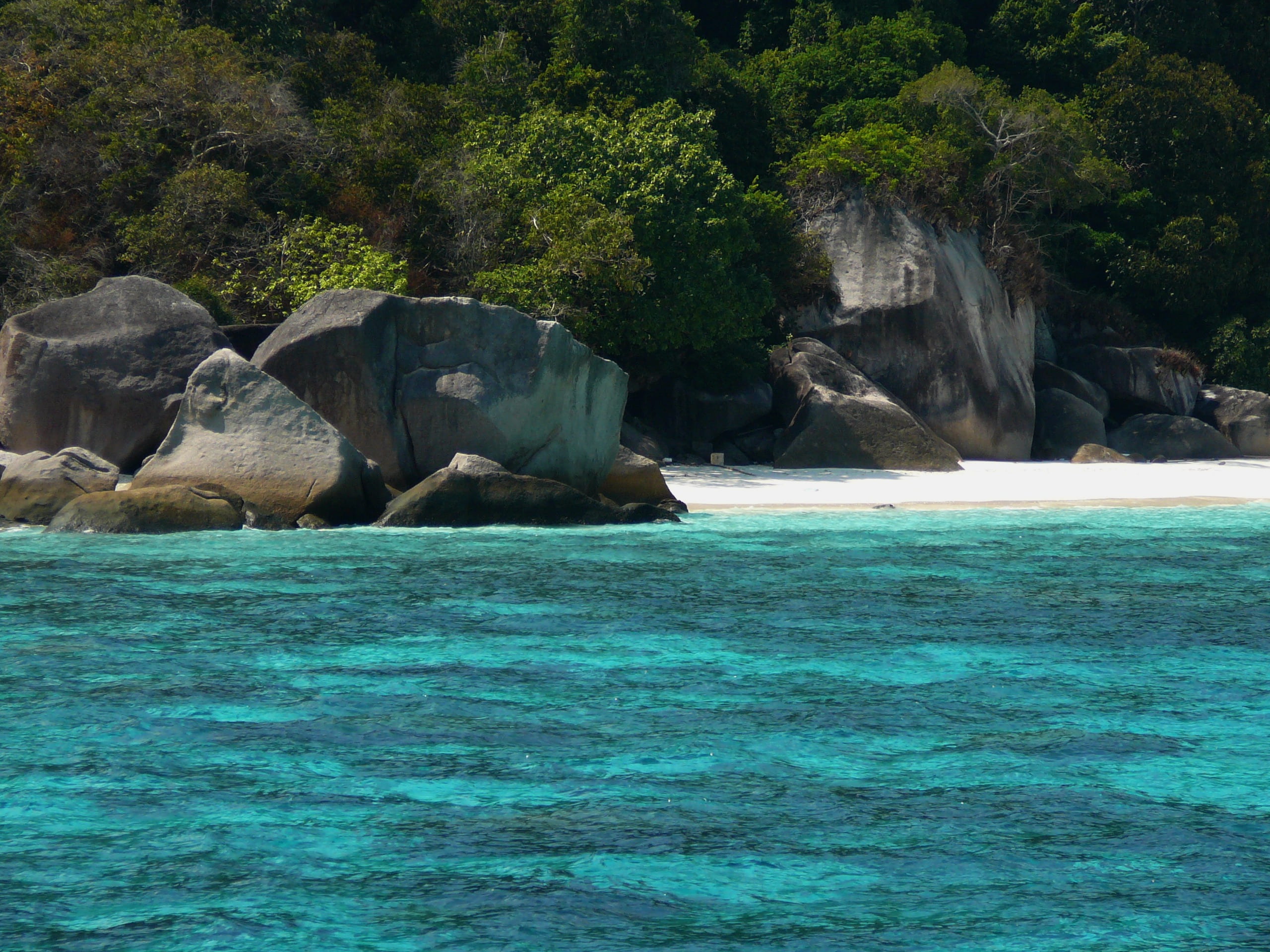 2K, nature, plant, no people, rock - object, beach, idyllic, similan islands, turquoise colored, tranquility, flowing water, tranquil scene, thailand, HD Wallpaper