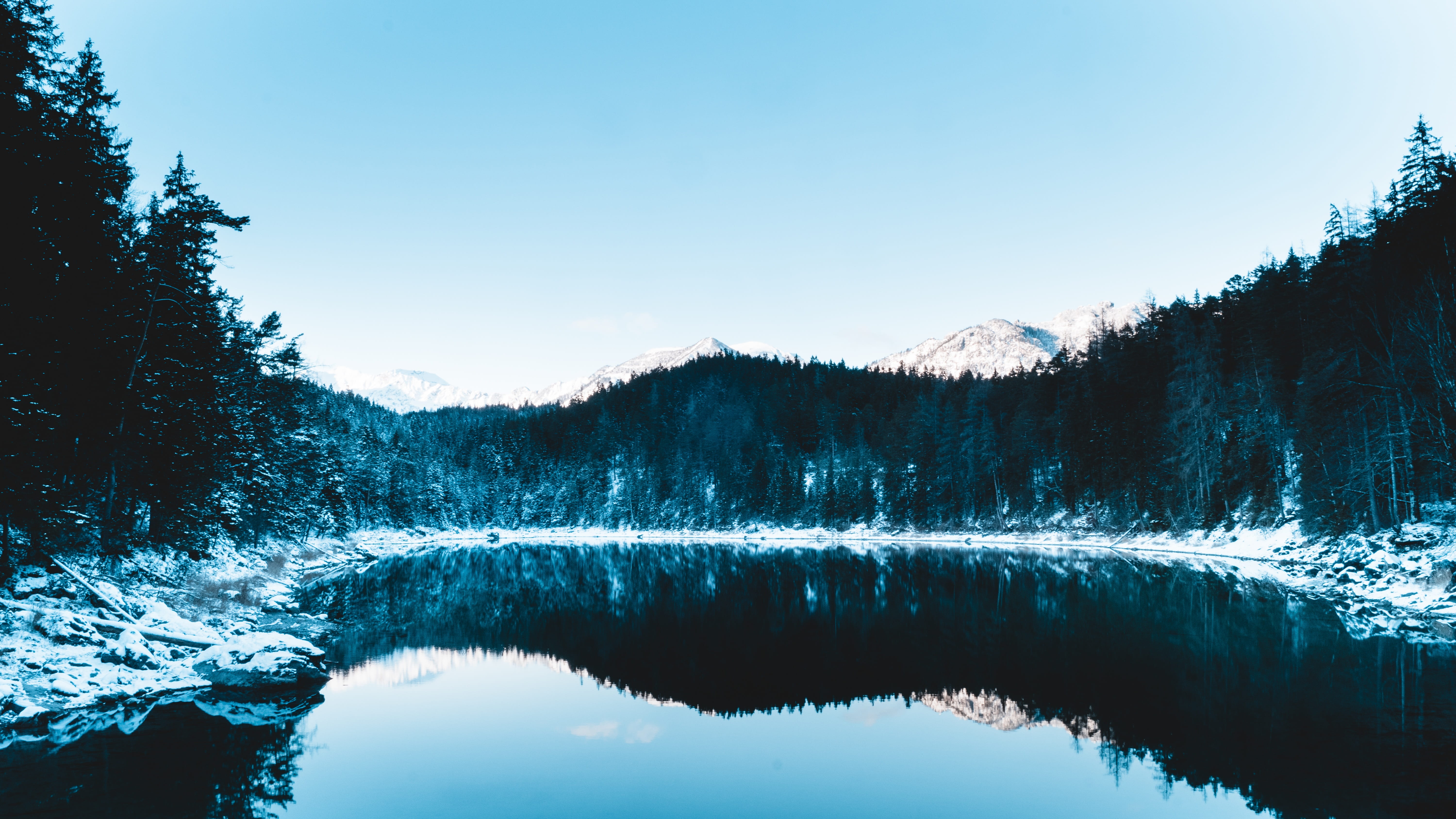 mountain, snowcapped mountain, snow, tranquility, beauty in nature, pine woodland, lake, non-urban scene, reflection lake, tree, outdoors, forest, garmisch partenkirchen, HD Wallpaper