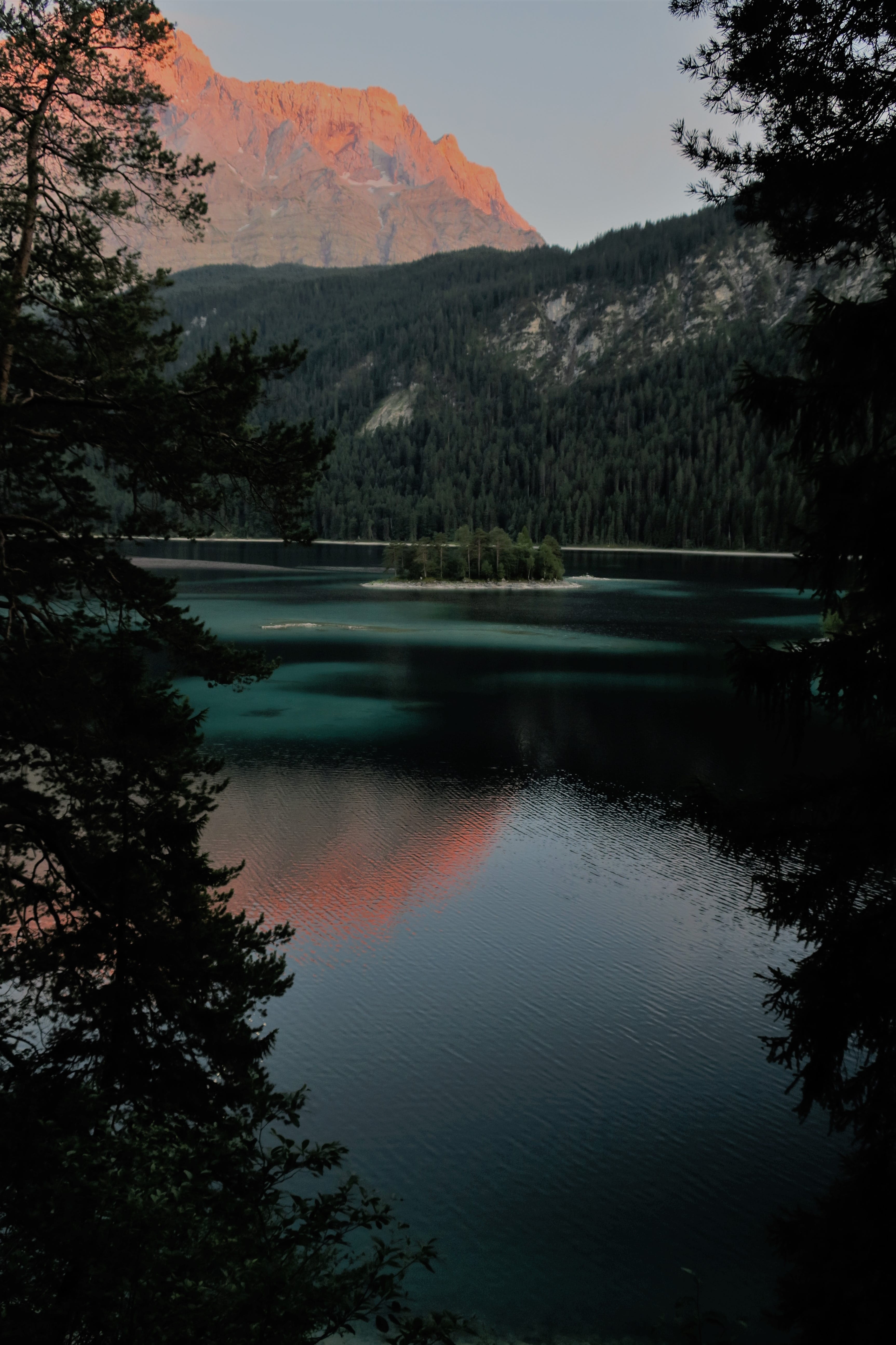 mood, reflection, waterfront, water, idyllic, forest, scenics - nature, Lake, tranquility, scenics, landscape, outdoors, nature, sunset, sky, evening sky, Phone HD Wallpaper
