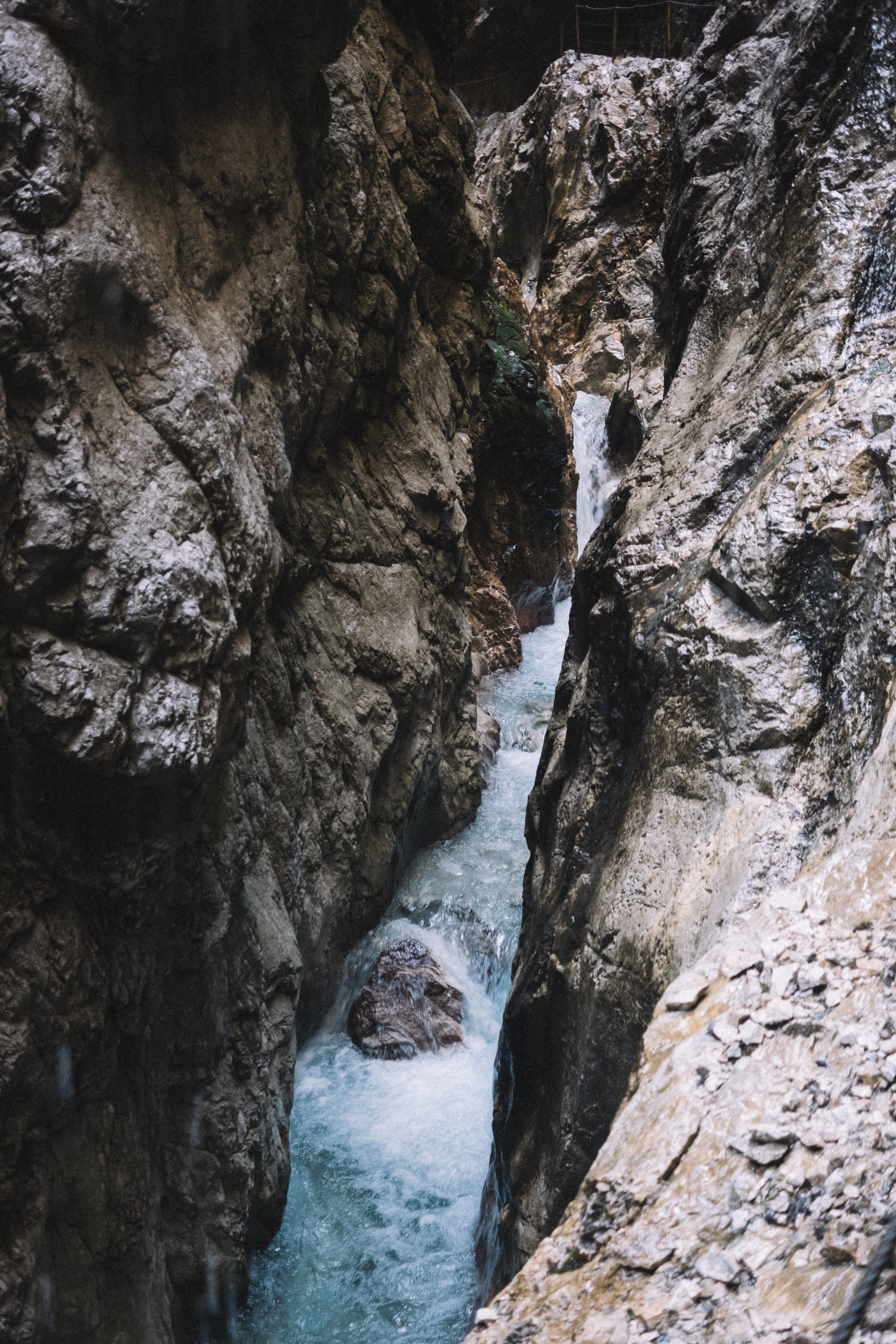 eroded, höllentalklamm, grainau, beauty in nature, water, formation, waterfall, no people, rock formation, land, adventure, outdoors, solid, travel, geology, Phone HD Wallpaper