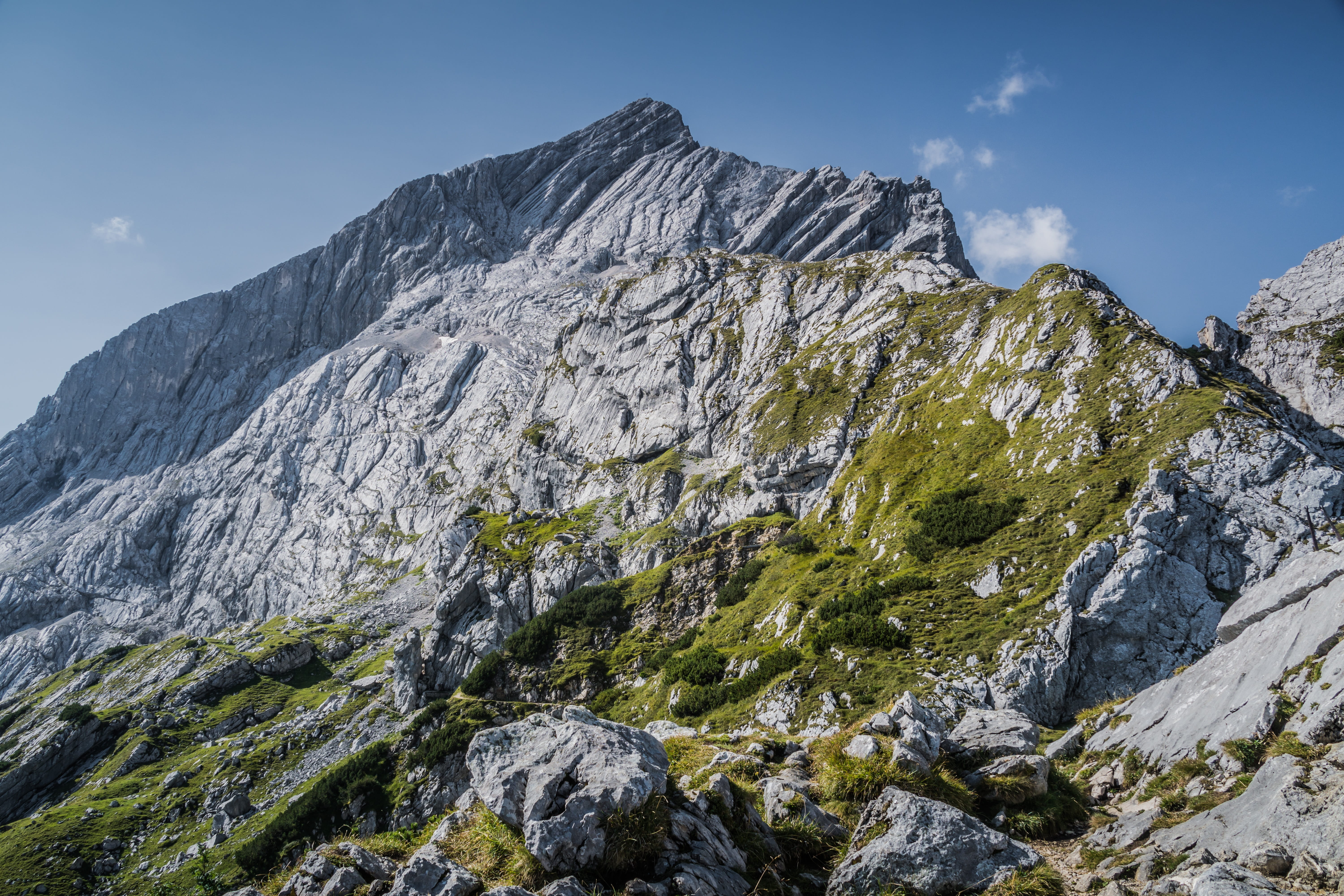 grainau, nature, mountain range, scenics - nature, mountain peak, mountains, solid, mountain, height, formation, environment, day, rock - object, 5K, top, HD Wallpaper