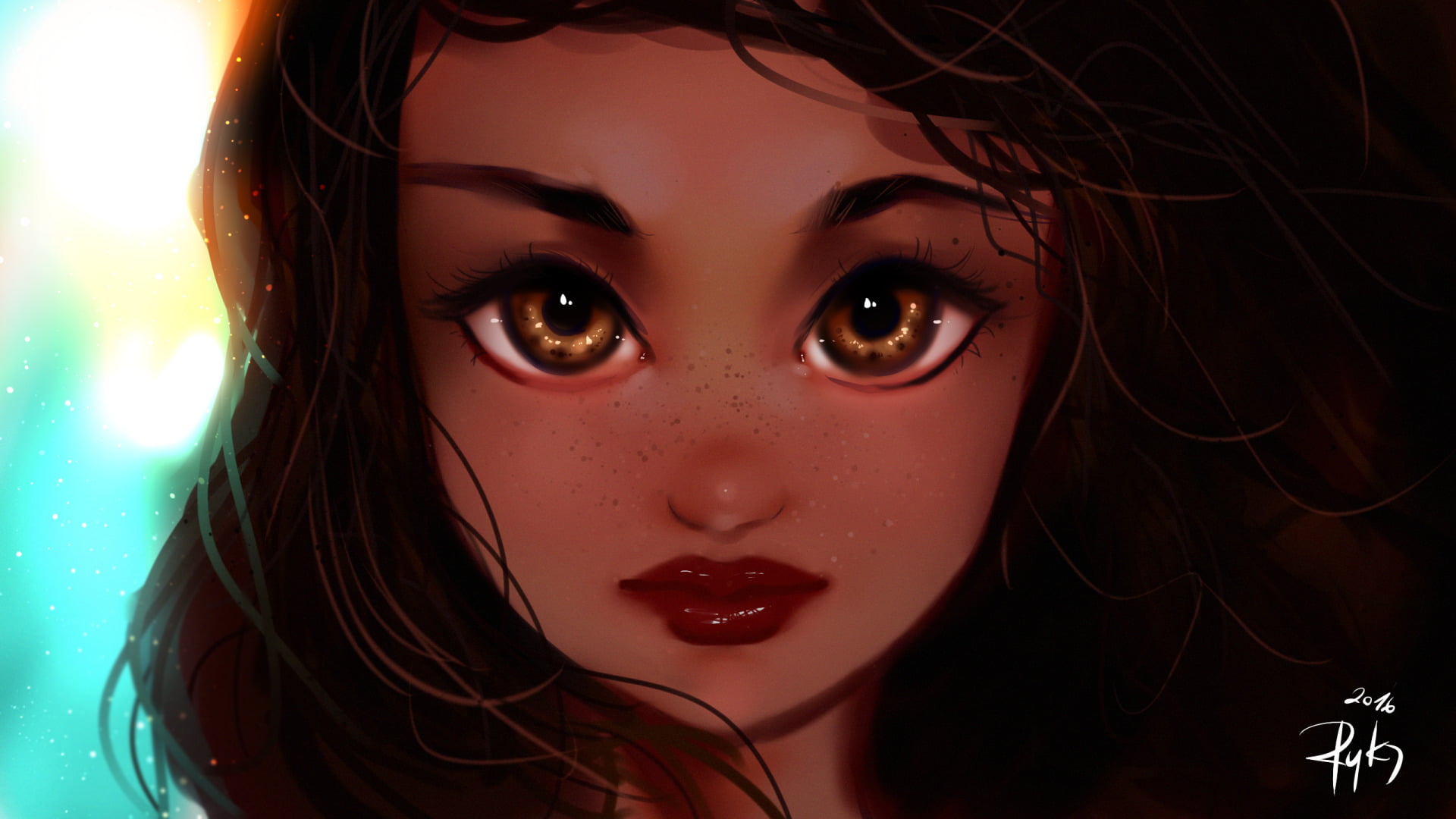 long hair, hair, child, portrait, black background, hairstyle, beautiful woman, 1080P, real people, one person, close-up, childhood, Moana, Moana (Movie), HD Wallpaper