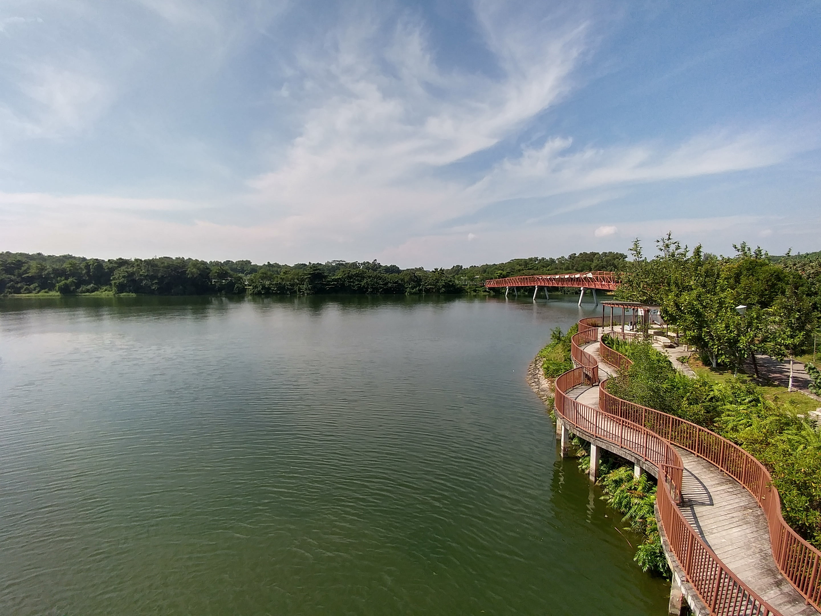 hot weather, waterfront, scenics - nature, architecture, built structure, building exterior, plant, bridge, peace, nature, tree, tranquility, lake, day, HD Wallpaper