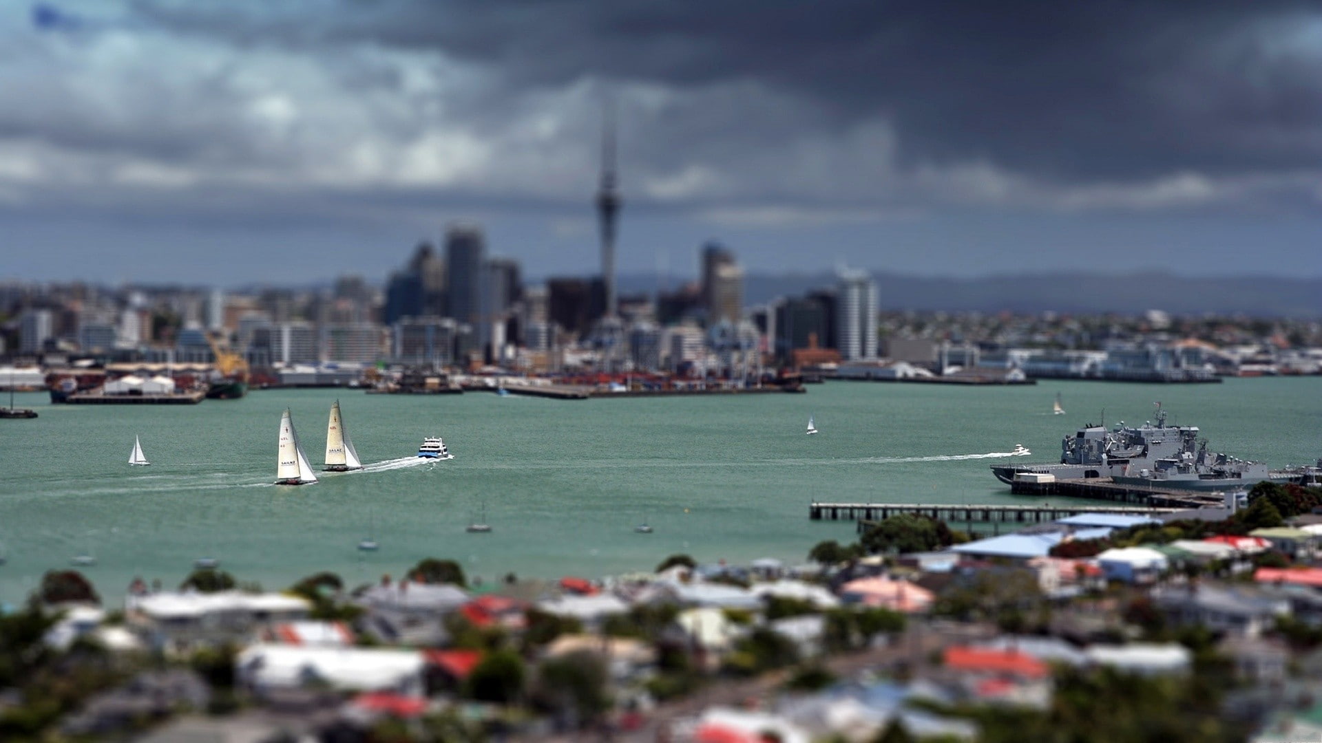city, 1080P, Auckland, boat, river, HD Wallpaper