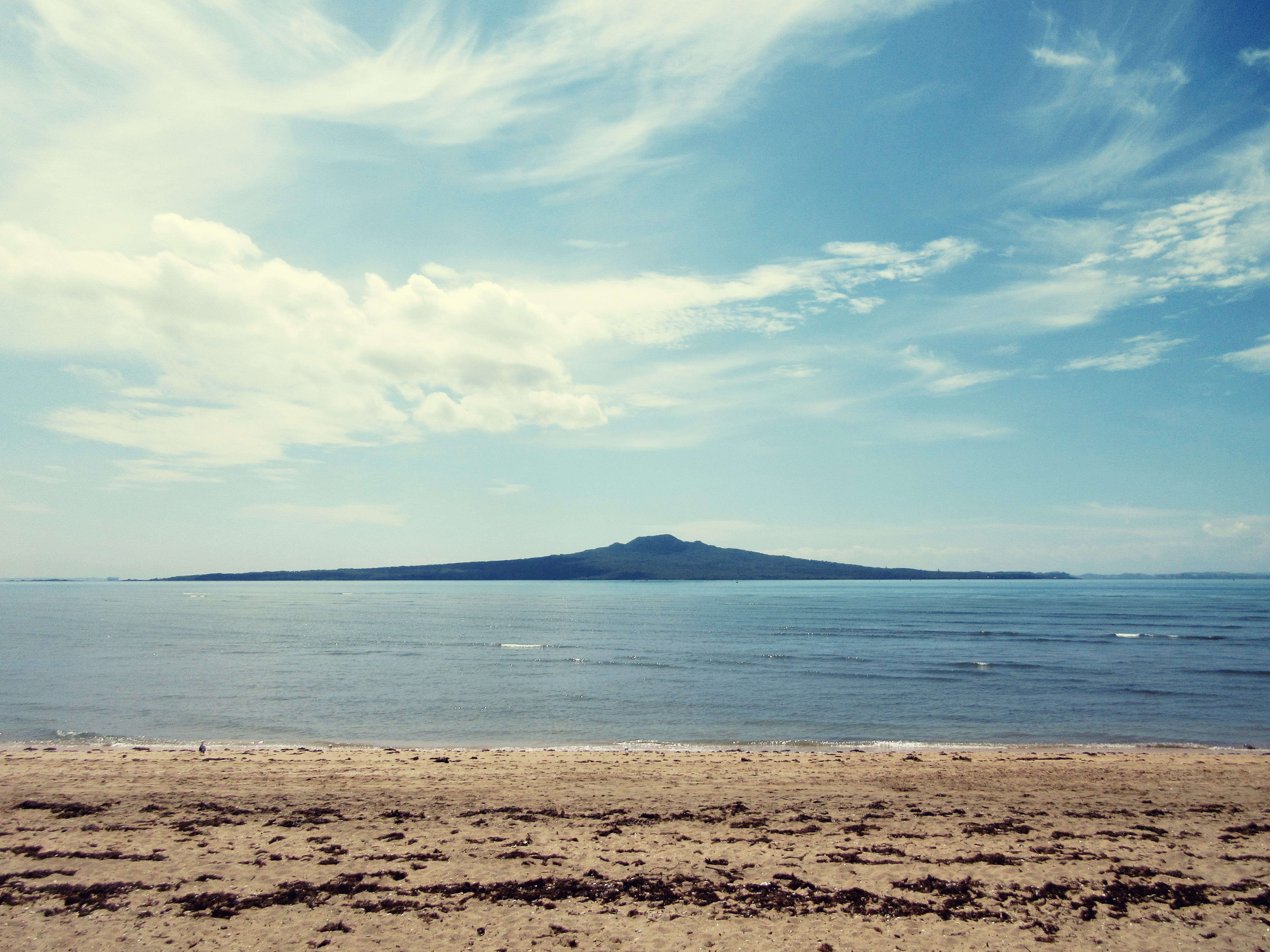 tranquility, nature, tranquil scene, auckland, beauty in nature, rangitoto, devonport, beach, outdoors, cloud - sky, sky, non-urban scene, volcano, sea, HD Wallpaper