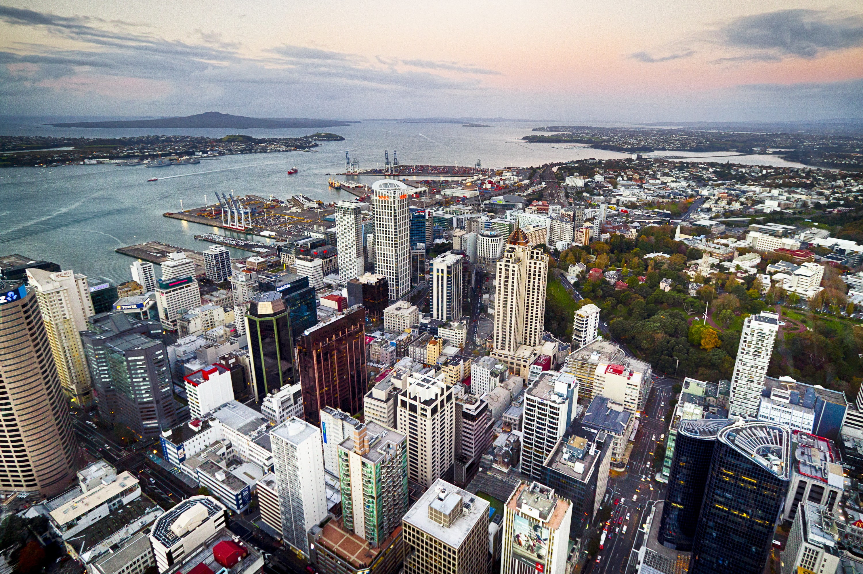 New Zealand, new, Auckland, high, zealand, buildings, Bay, streets, houses, panorama, rise, 2K, quarter, HD Wallpaper