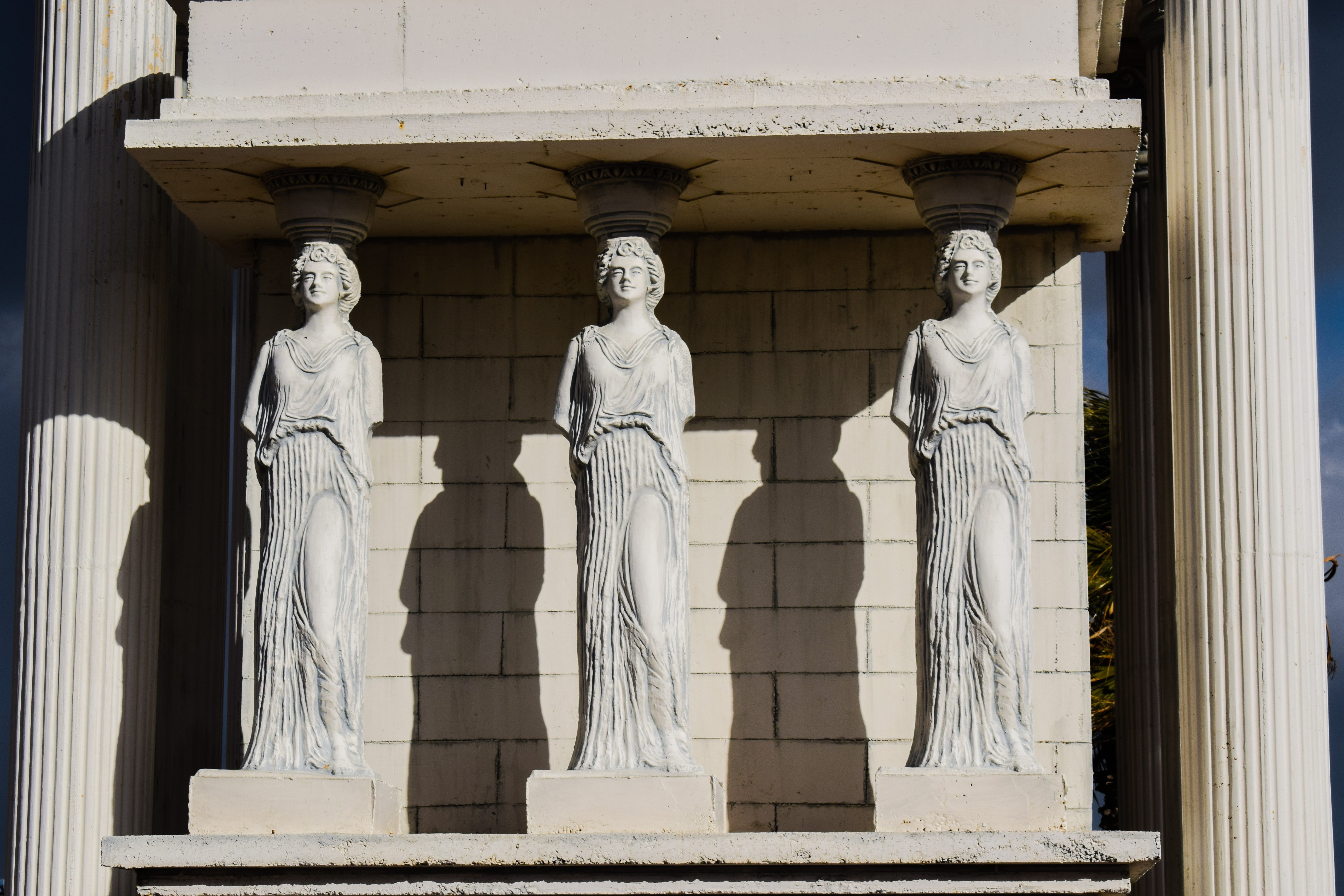 cyprus, male likeness, column, 5K, low angle view, creativity, spirituality, art and craft, classical, human representation, architecture, history, sculpture, HD Wallpaper