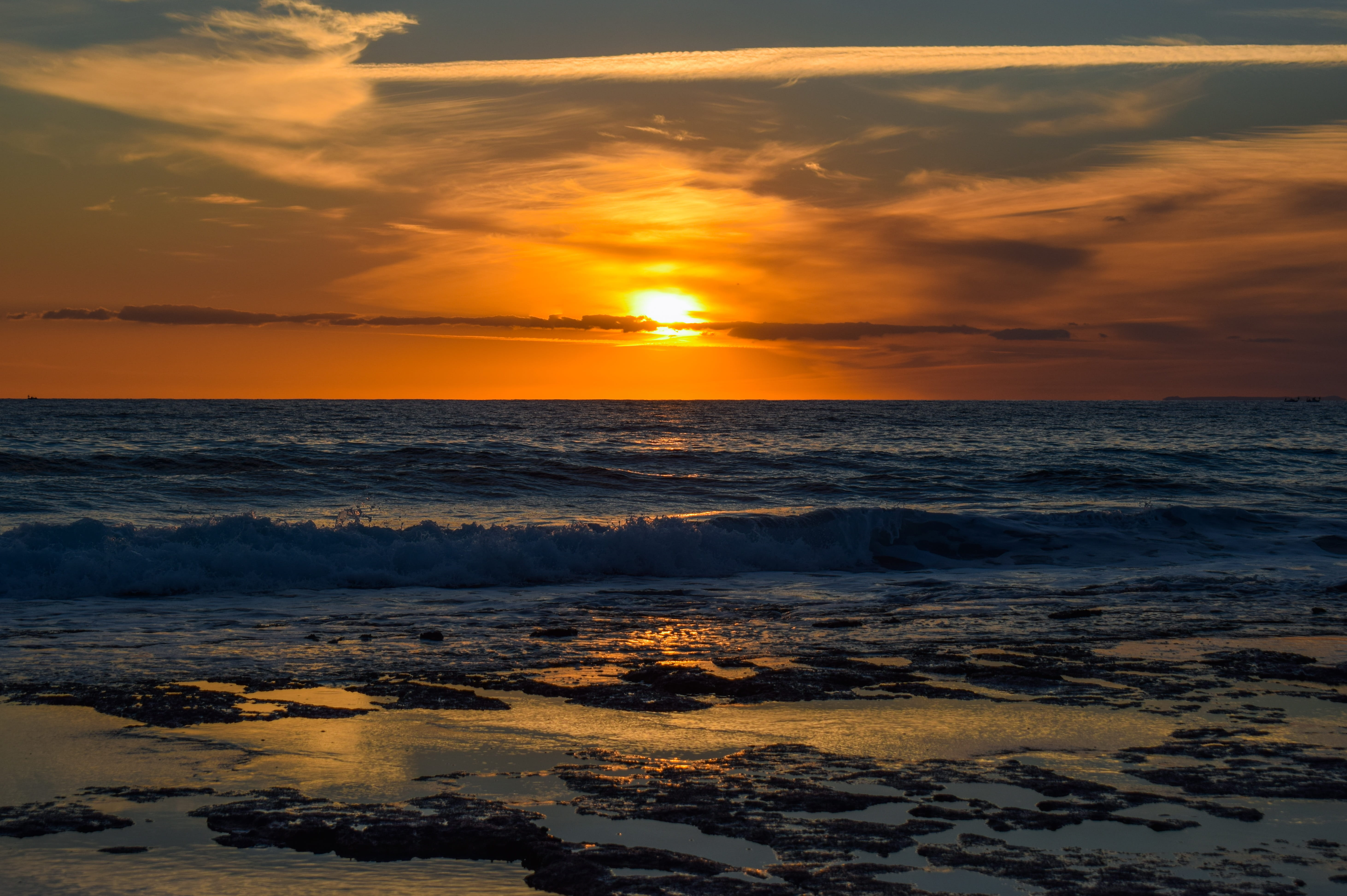 waves, sea, outdoors, beauty in nature, beach, scenics - nature, water, idyllic, land, landscape, afternoon, no people, motion, clouds, sunset, wave, horizon over water, HD Wallpaper