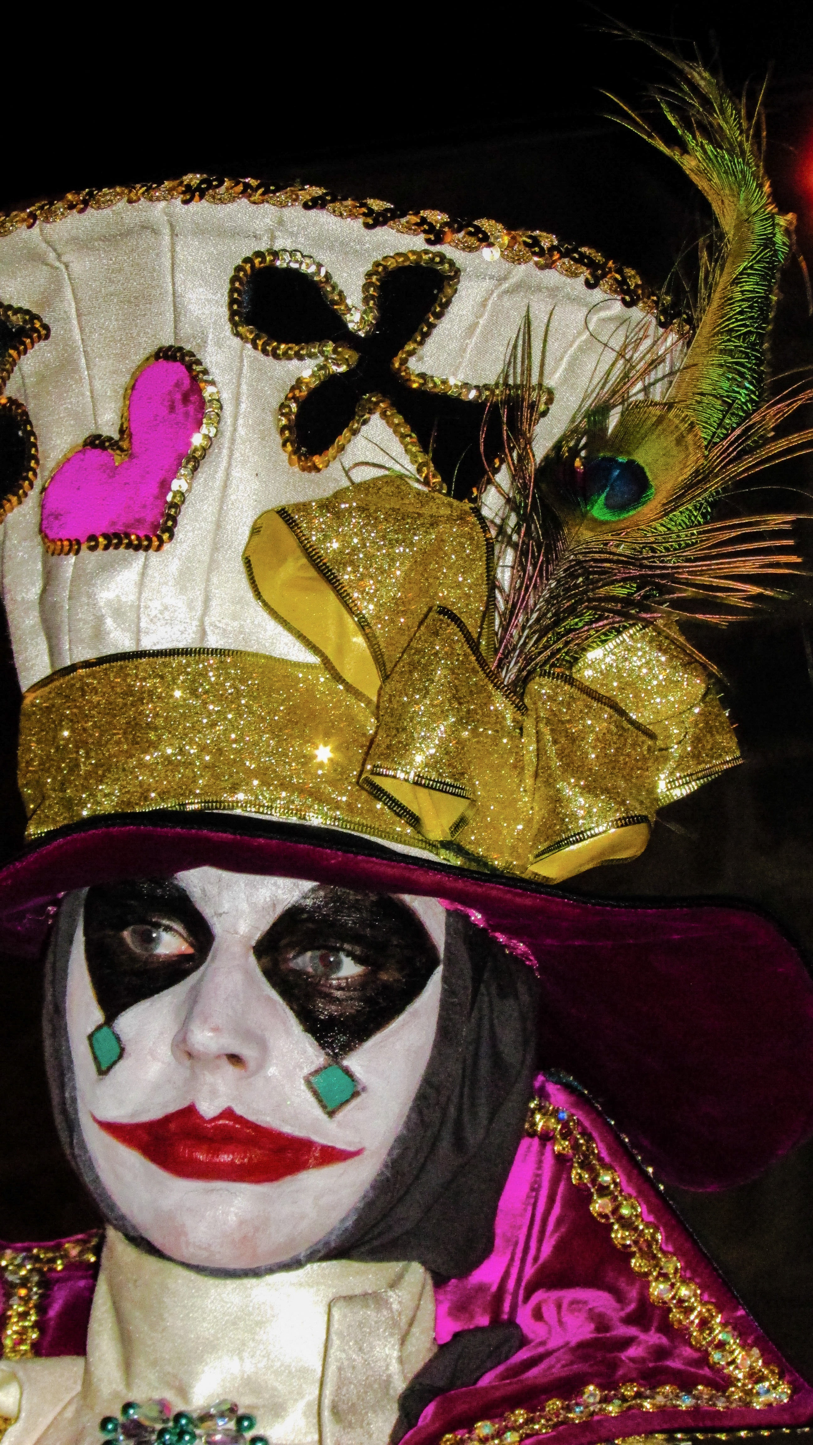 face, celebration, harlequin, women, close-up, headshot, human representation, 4K, portrait, adult, art and craft, cyprus, festival, make up, carnival - celebration event, Phone HD Wallpaper
