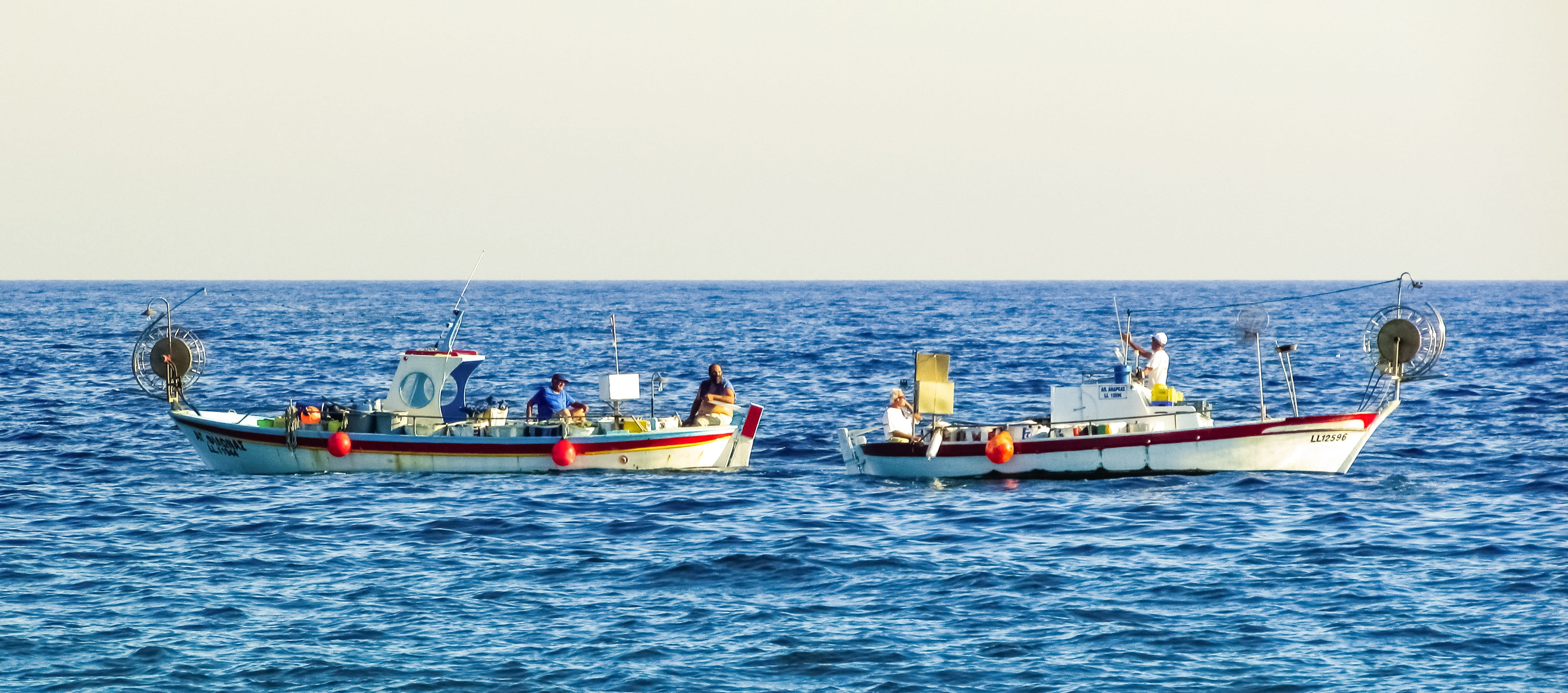 sea, colleagues, Traditional, sky, sailing, 4K, mediterranean, outdoors, passenger craft, nautical vessel, fishing boat, cyprus, motion, Fishing Boats, HD Wallpaper