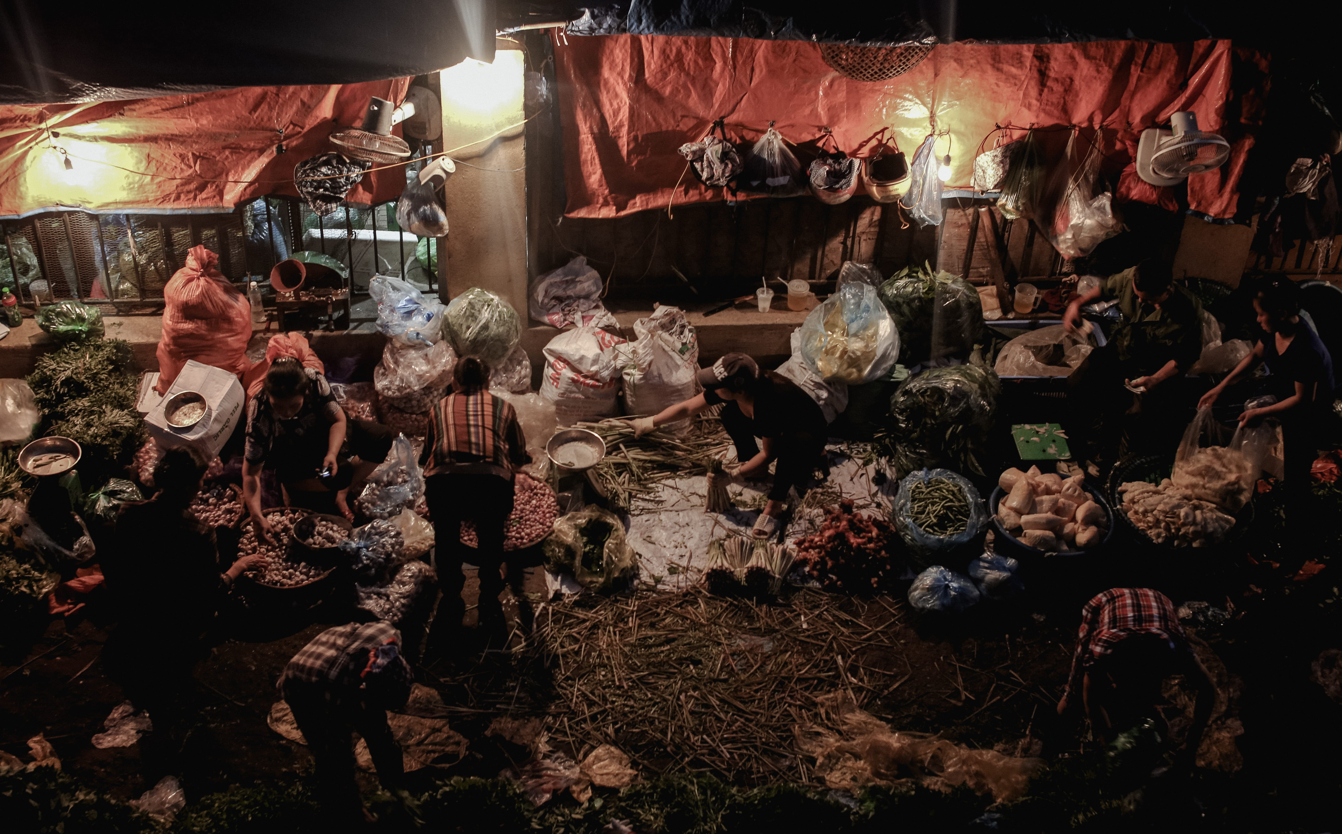 long bien market, choice, retail display, ha noi, abundance, retail, nature, standing, night, 5K, viet nam, buying, variation, collection, sacks, person, HD Wallpaper
