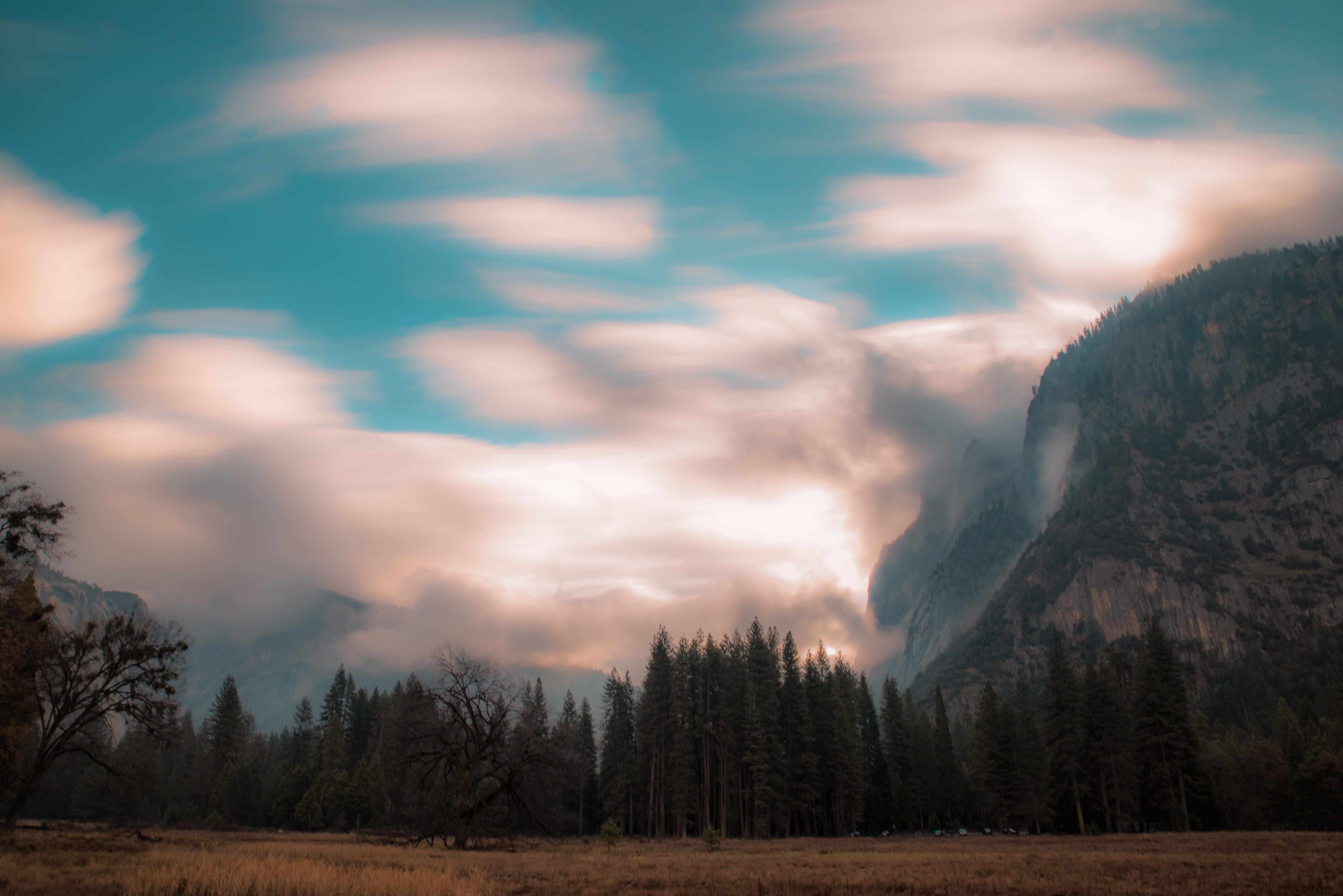 landscape, daytime, tranquil scene, non-urban scene, beauty in nature, cloud, weather, green, white, land, dramatic sky, mountain, woodland, mist, cloud - sky, HD Wallpaper