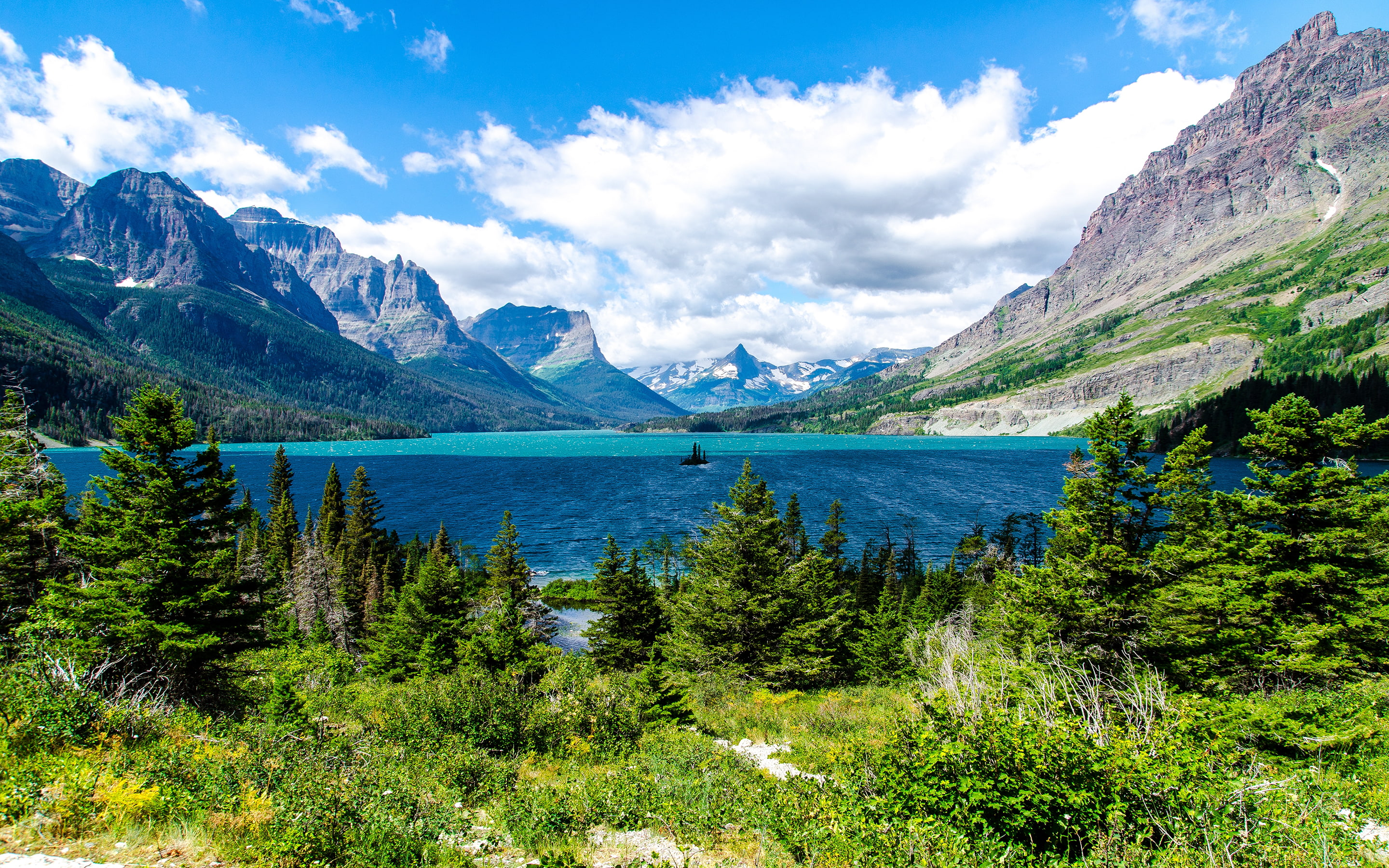 glacier, national, park, lake, 2K, mary, saint, HD Wallpaper
