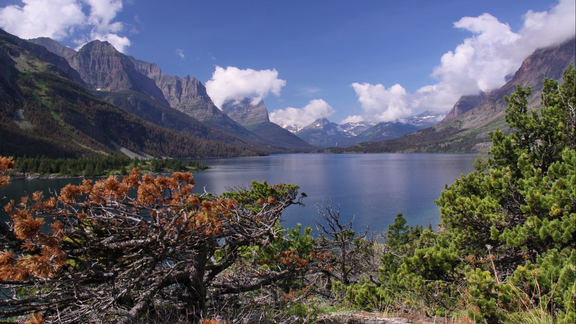 saint mary lake, 1080P, HD Wallpaper