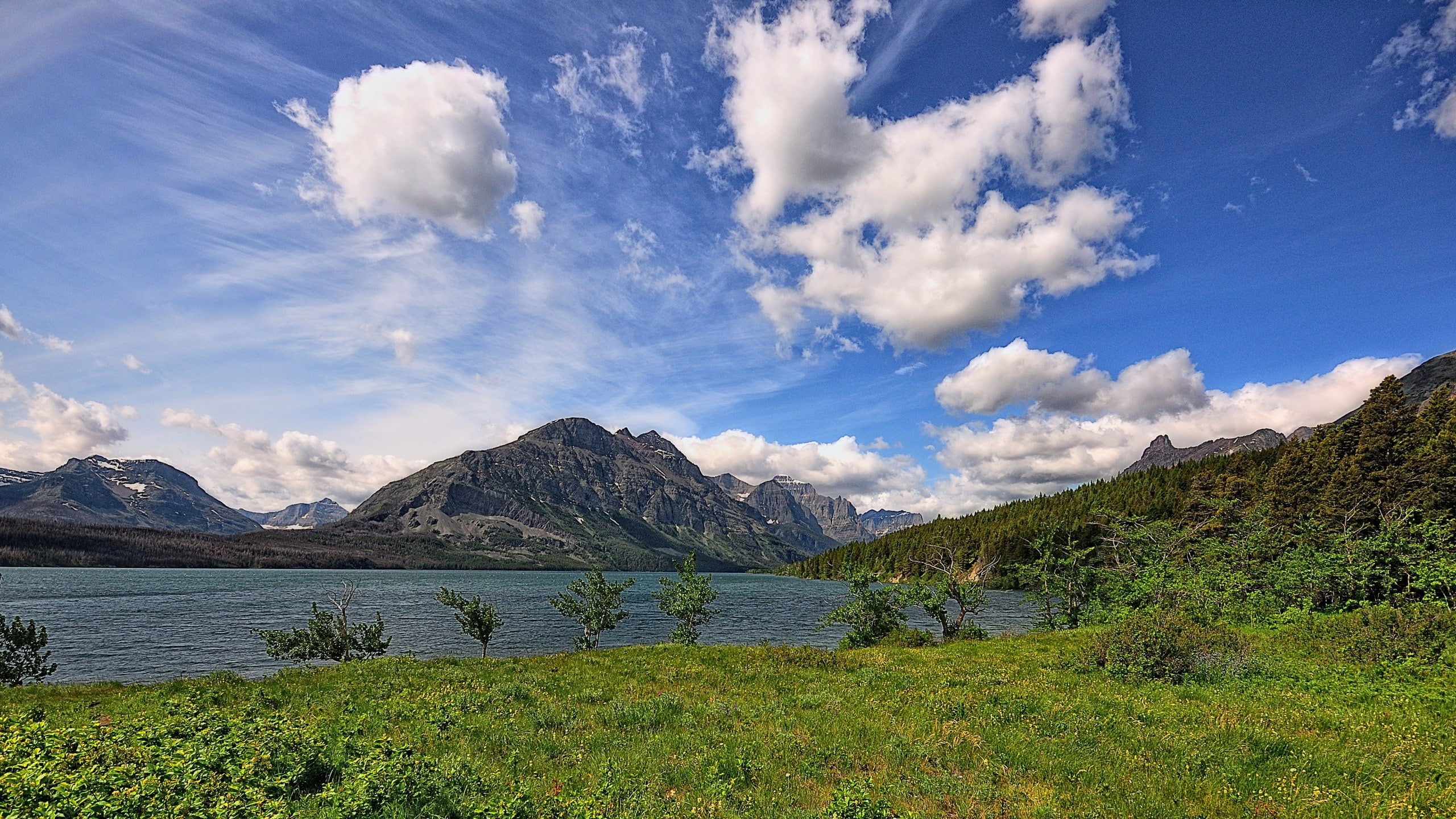saint mary lake, 2K, HD Wallpaper