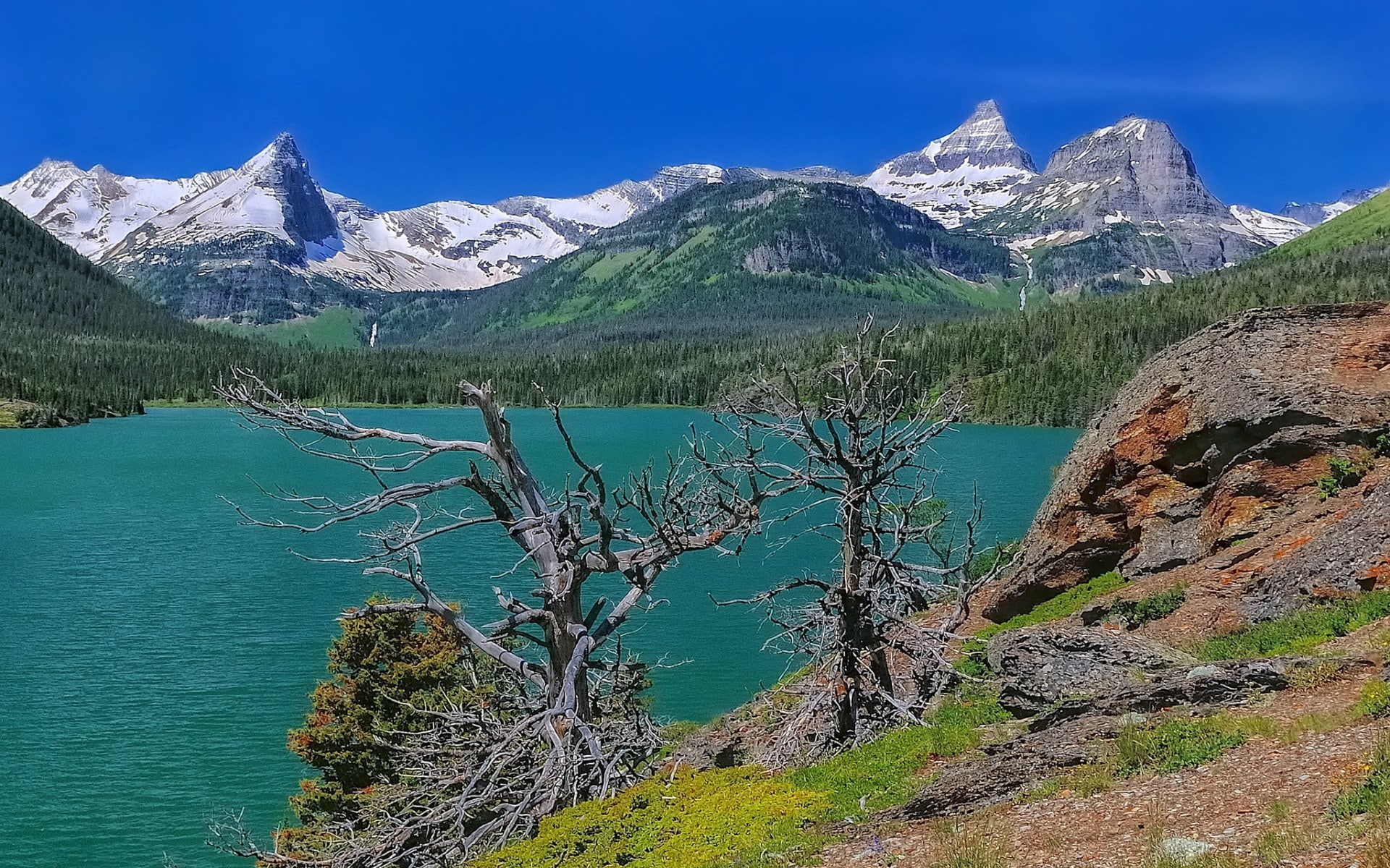 saint mary lake, 1080P, HD Wallpaper