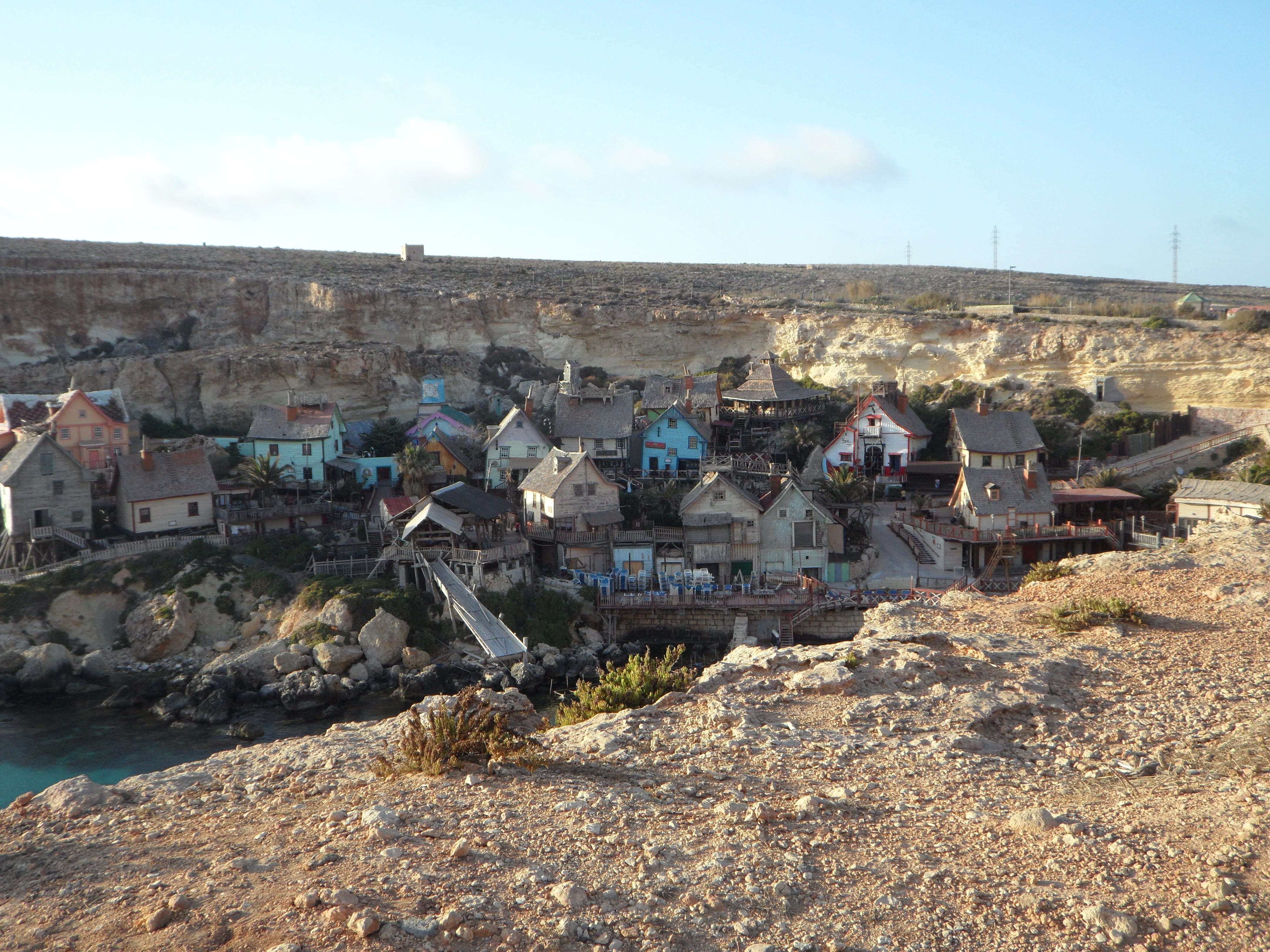 environment, built structure, town, nature, film set, wooden houses, city, 4K, popeye, no people, land, scene, architecture, village, location, sky, residential district, HD Wallpaper