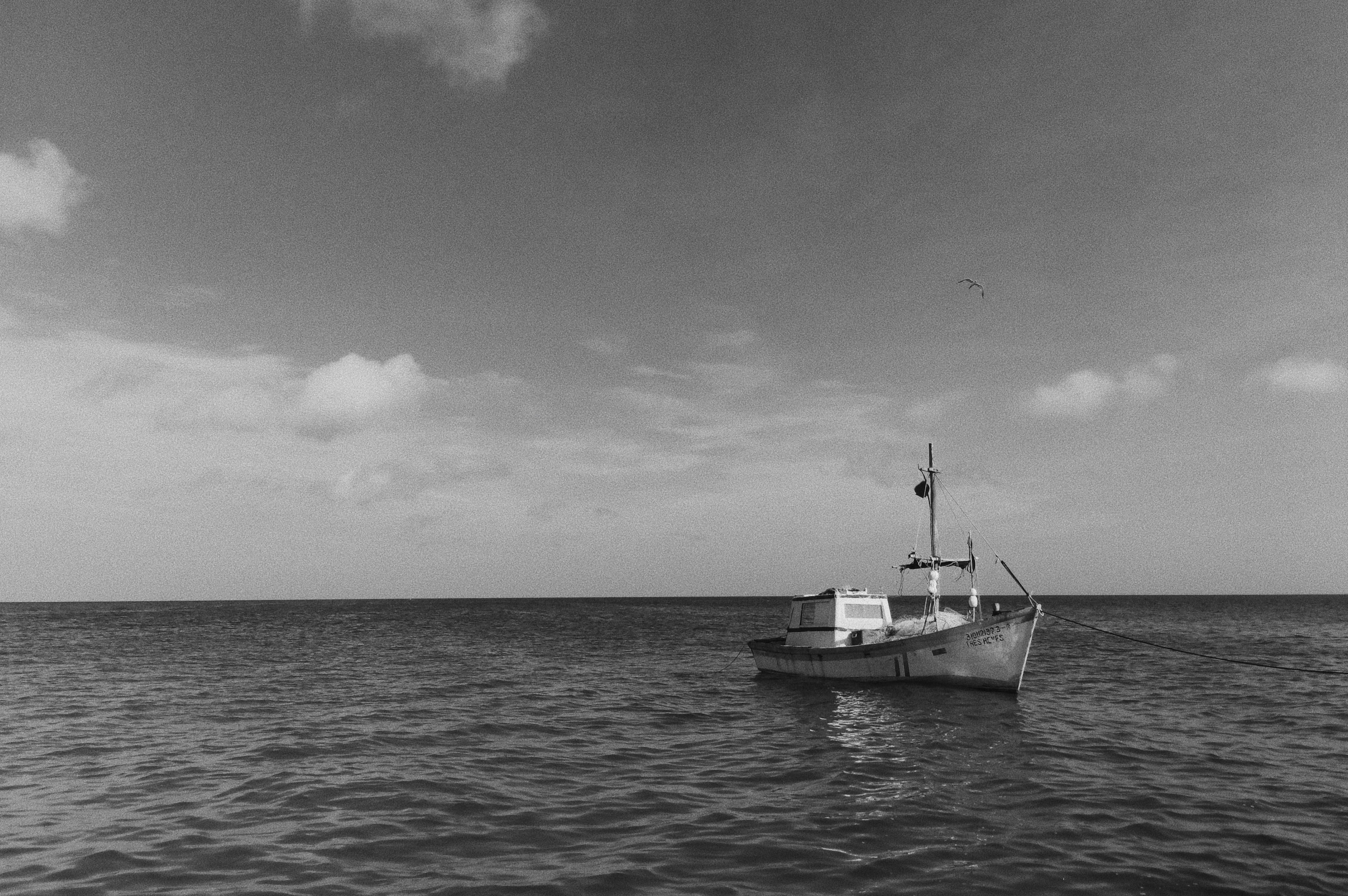 ripple, sky, illw number: mx0007 grid locator: el51ii, gray, mode of transportation, 4K, anchor, shore, mexico, ocean, cloud - sky, tranquil scene, travel, HD Wallpaper