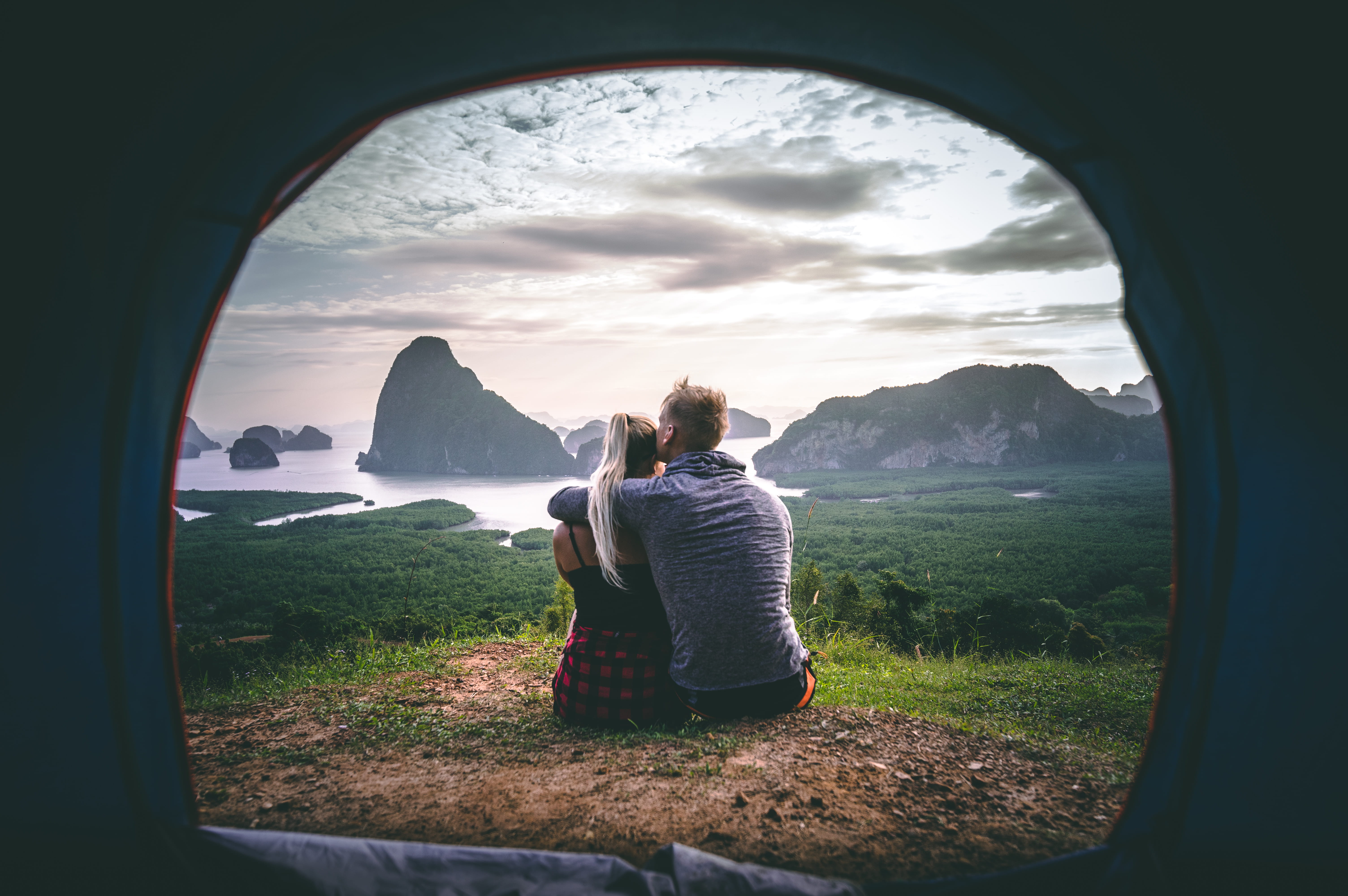 adventure, tent, like, couple, 5K, water, caucasian Ethnicity, females, couple - Relationship, heterosexual Couple, man, camping, travel, woman, outdoors, HD Wallpaper