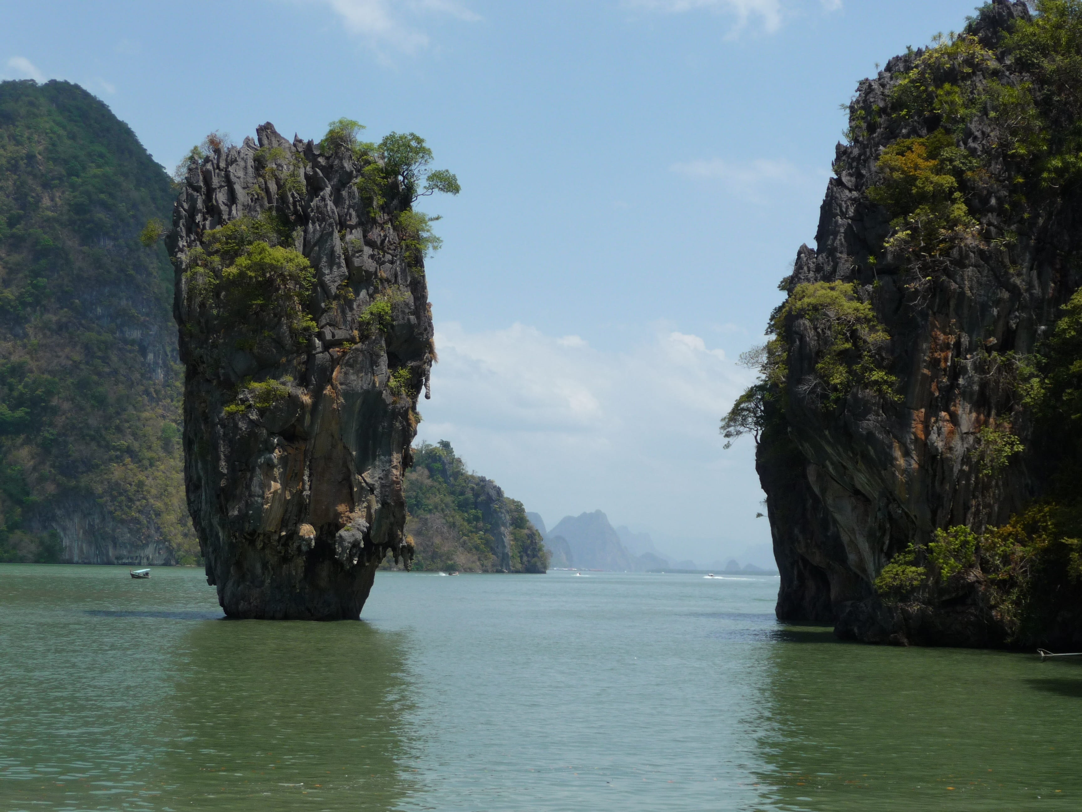 rock, nature, james bond, no people, tourism, thailand, island, cliff, water, tree, stack rock, outdoors, 2K, bay, beauty in nature, idyllic, travel, tranquil scene, HD Wallpaper