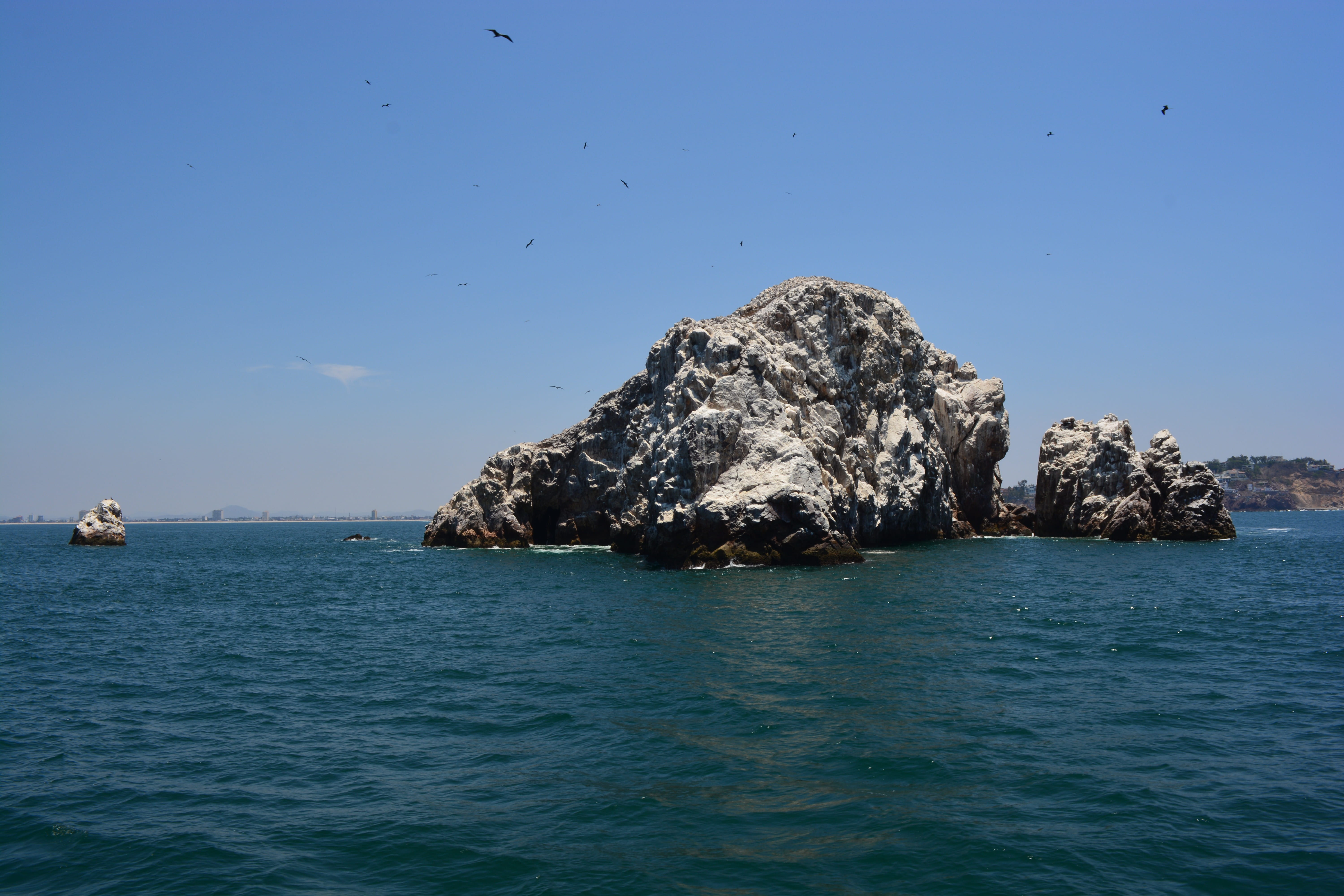 waterfront, rock formation, landscape, rock, idyllic, holiday, mazatlan, solid, blue, 5K, land, water, outdoors, nature, tranquility, calm sea, pacific ocean, HD Wallpaper