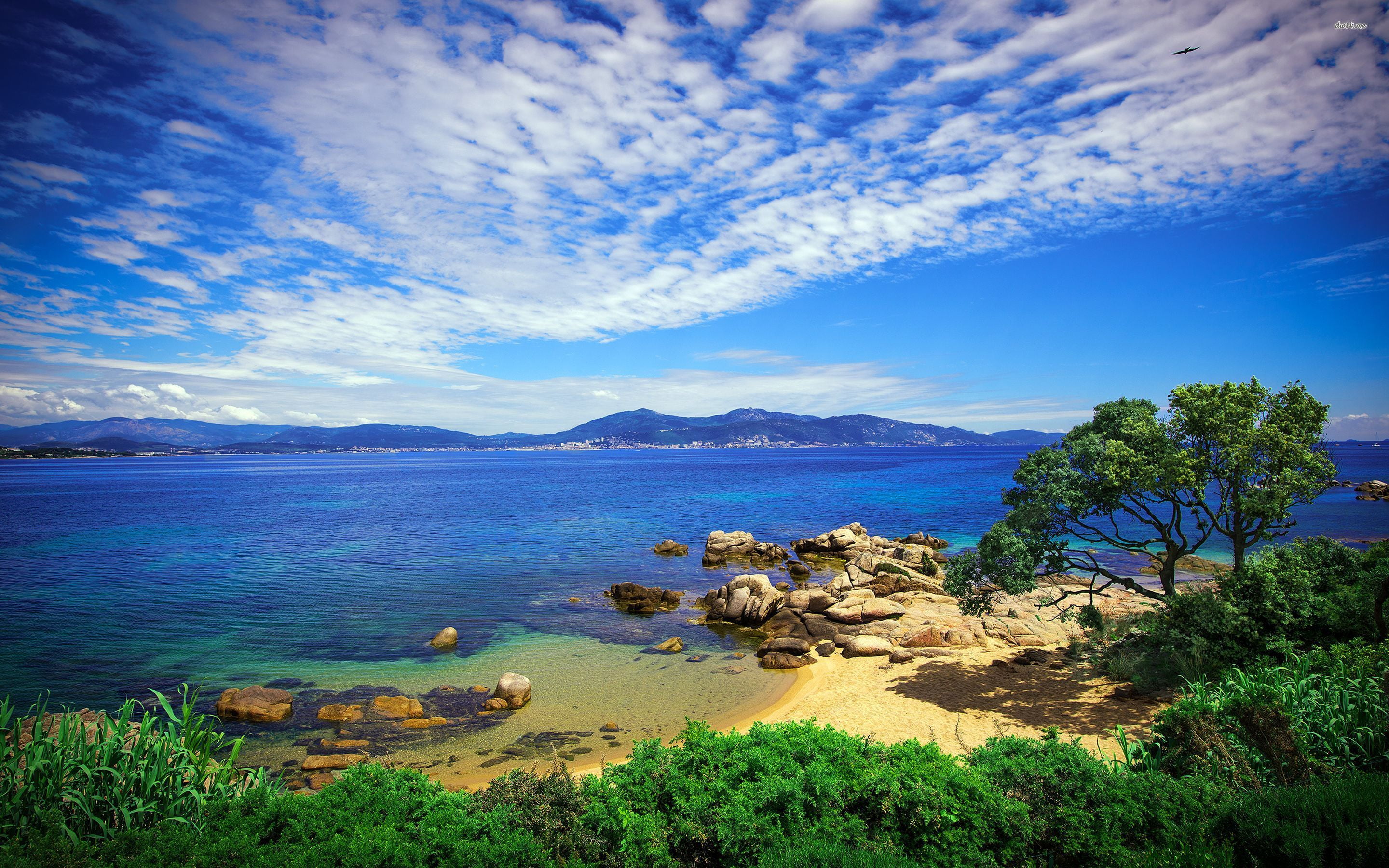 sky, tranquil scene, no people, plant, idyllic, tree, mountain, blue, beauty in nature, sea, 2K, day, secret, outdoors, scenics - nature, Nature, non-urban scene, HD Wallpaper