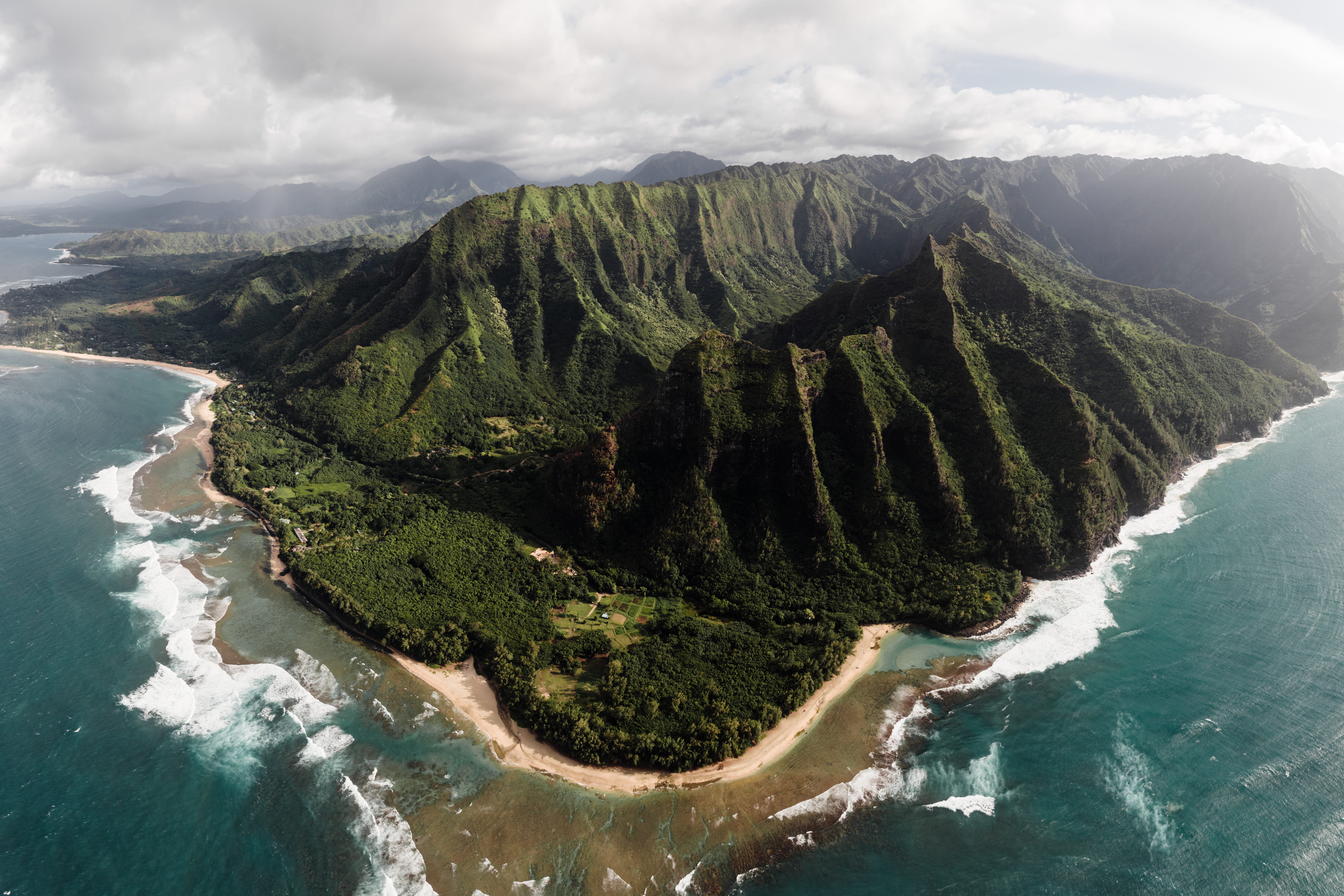 cloud, blue, environment, outdoors, tranquility, tranquil scene, aerial view, day, aerial, waves, sea, bay, shoreline, rainforest, beauty in nature, mountain, HD Wallpaper
