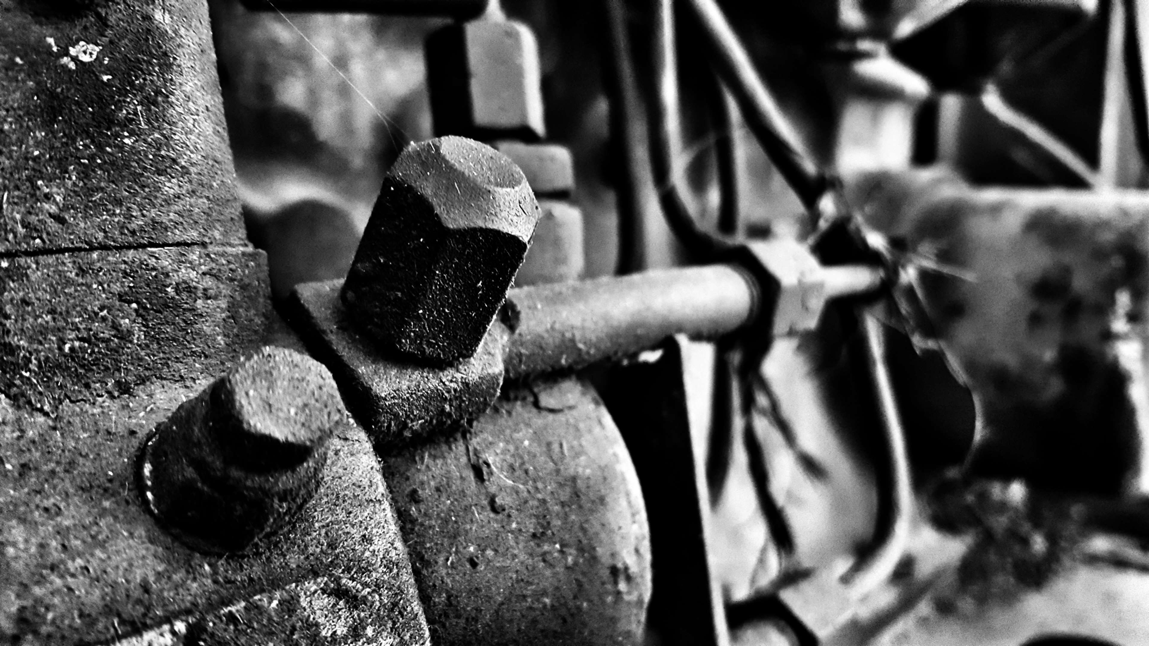 bolt, machine part, obsolete, abandoned, selective focus, outdoors, steampunk, rusty, equipment, run-down, industry, machinery, nut - fastener, focus on foreground, HD Wallpaper