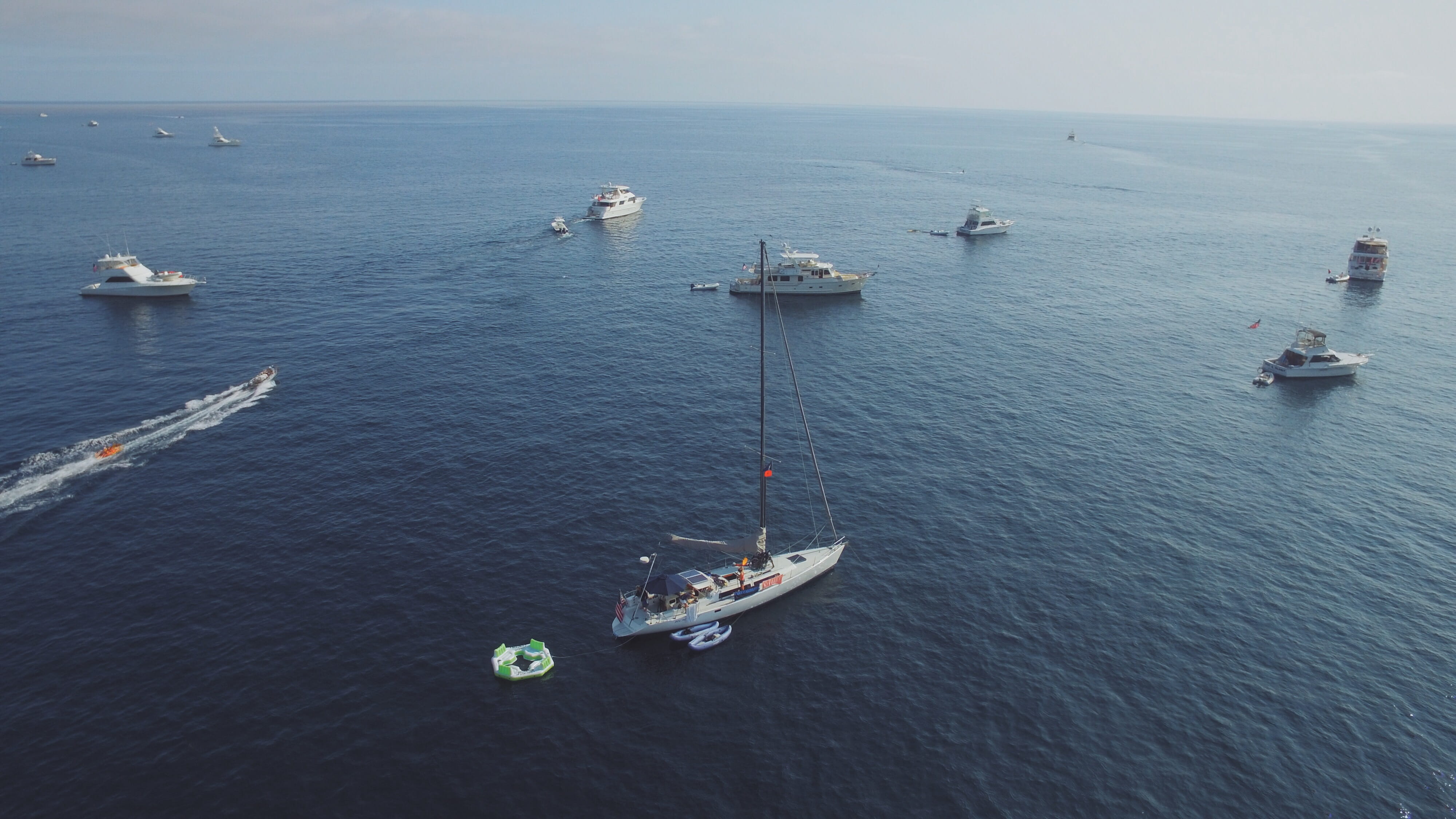 4K, high angle view, sea, day, no people, water, transportation, horizon over water, sky, ship, tranquility, horizon, sailboat, boat, outdoors, catalina island marine institute (cimi), HD Wallpaper