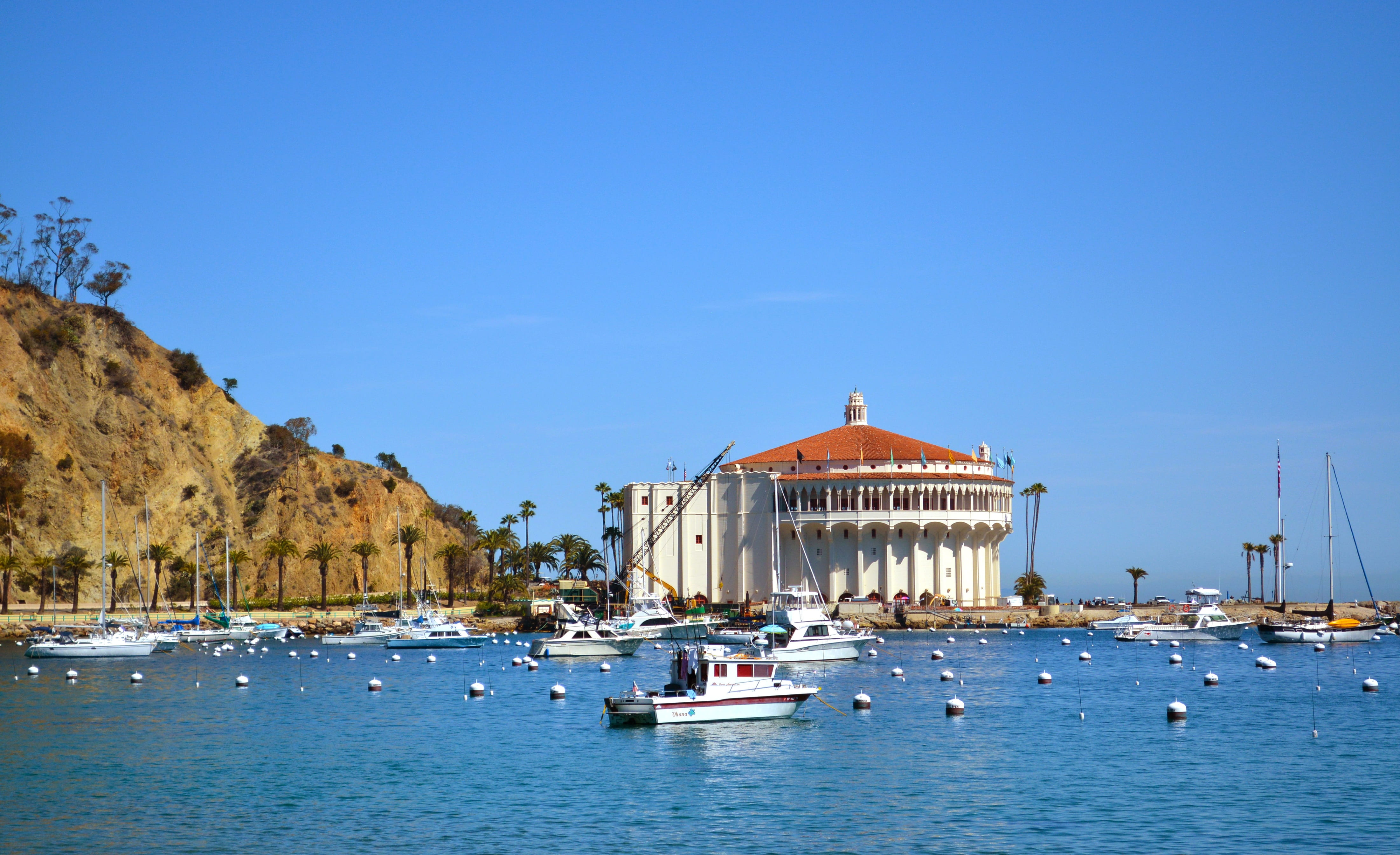 rock, blue, building exterior, built structure, architecture, catalina, passenger craft, waterfront, clear sky, building, nautical vessel, no people, island, HD Wallpaper