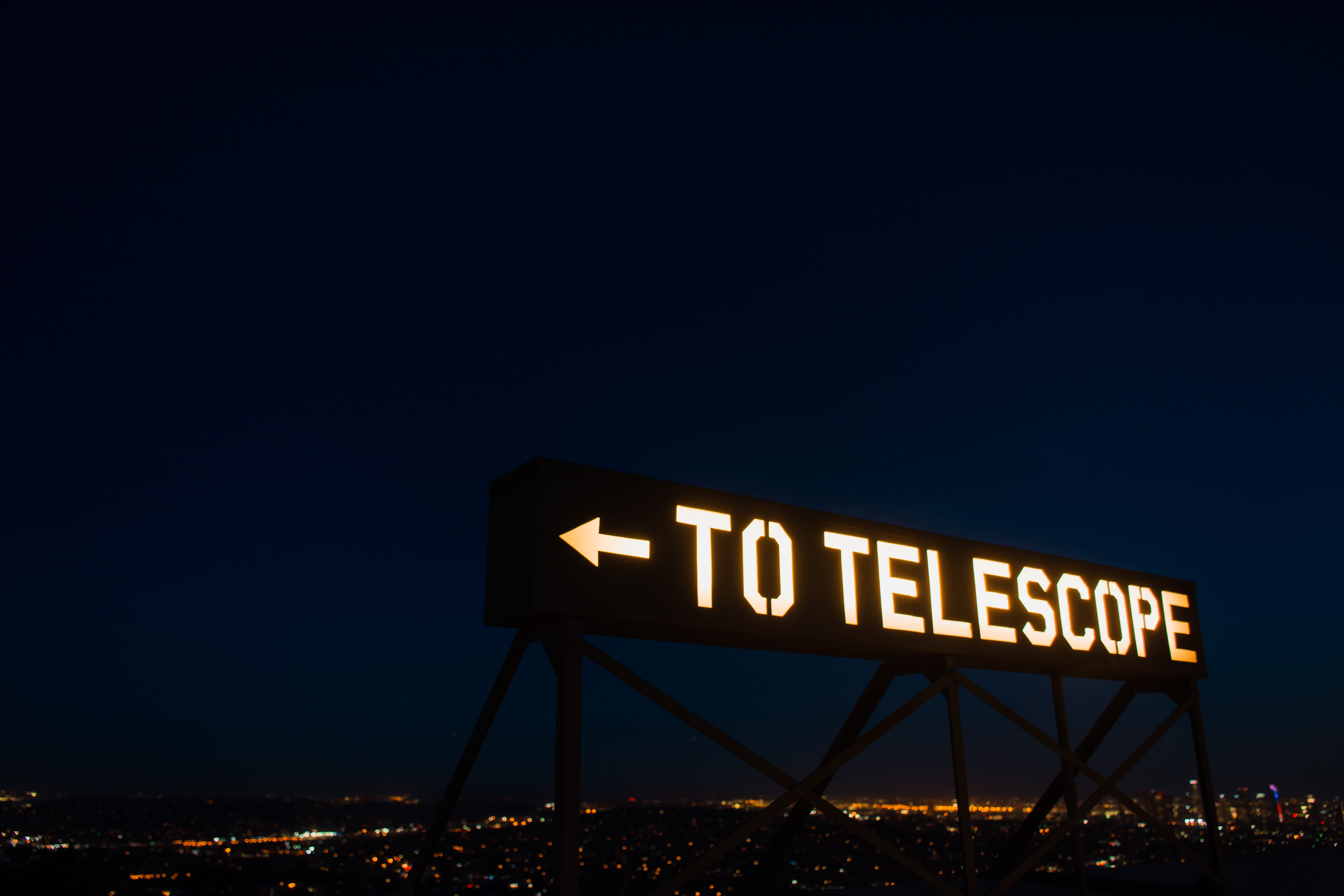 griffith observatory, low angle view, no people, lighting equipment, capital letter, california, dusk, sky, blue hour, outdoors, copy space, blue, sign, HD Wallpaper