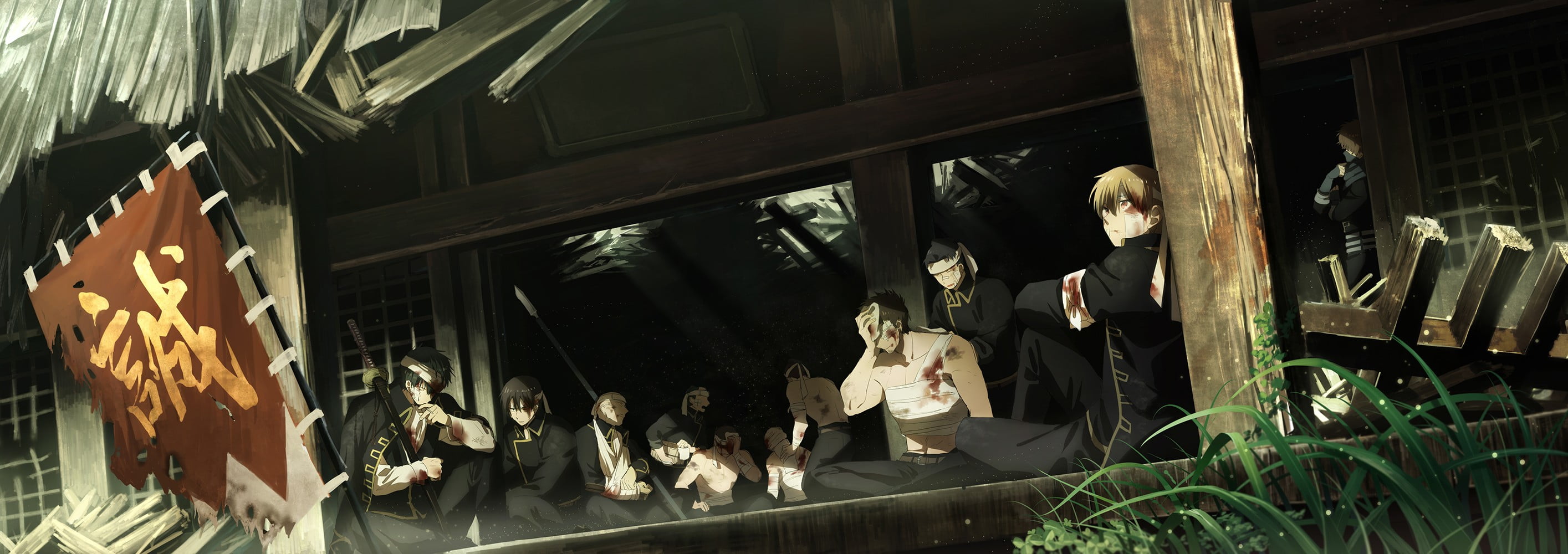 night, nature, white, wooden, business, window, men, plant, group of people, people, table, architecture, Gintama, illuminated, store, black, outdoors, HD Wallpaper